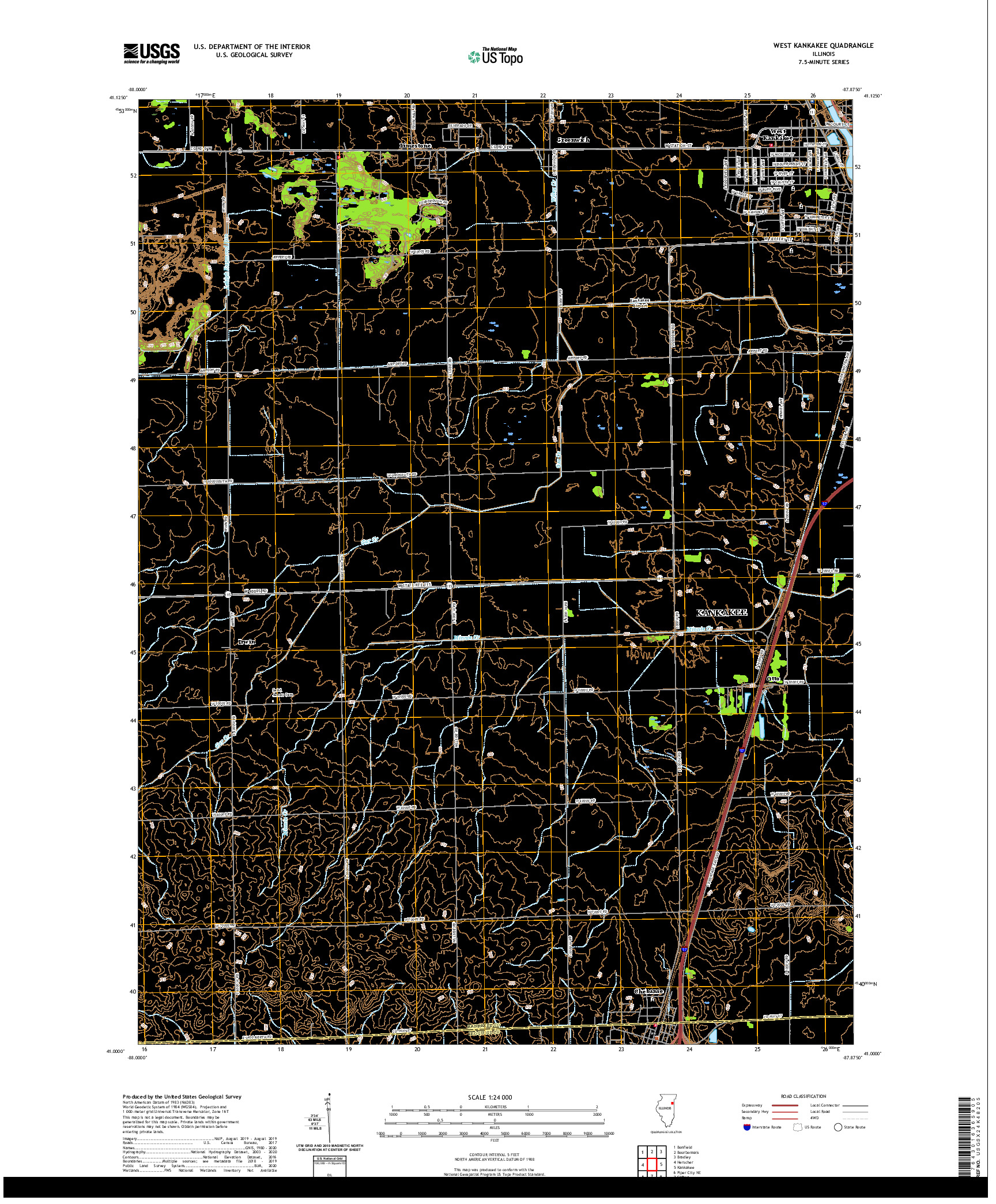 USGS US TOPO 7.5-MINUTE MAP FOR WEST KANKAKEE, IL 2021