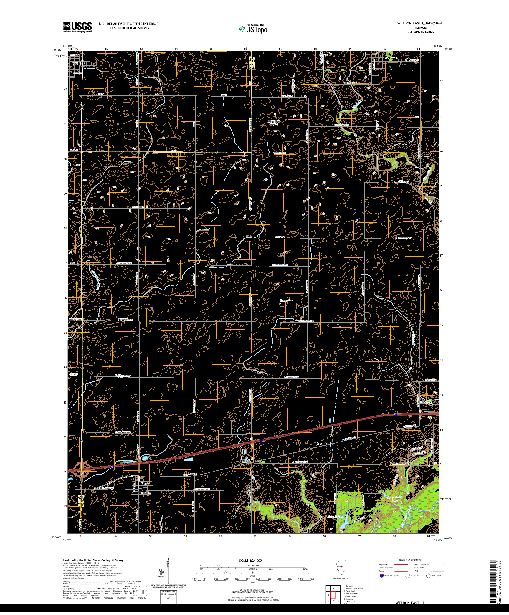 USGS US TOPO 7.5-MINUTE MAP FOR WELDON EAST, IL 2021