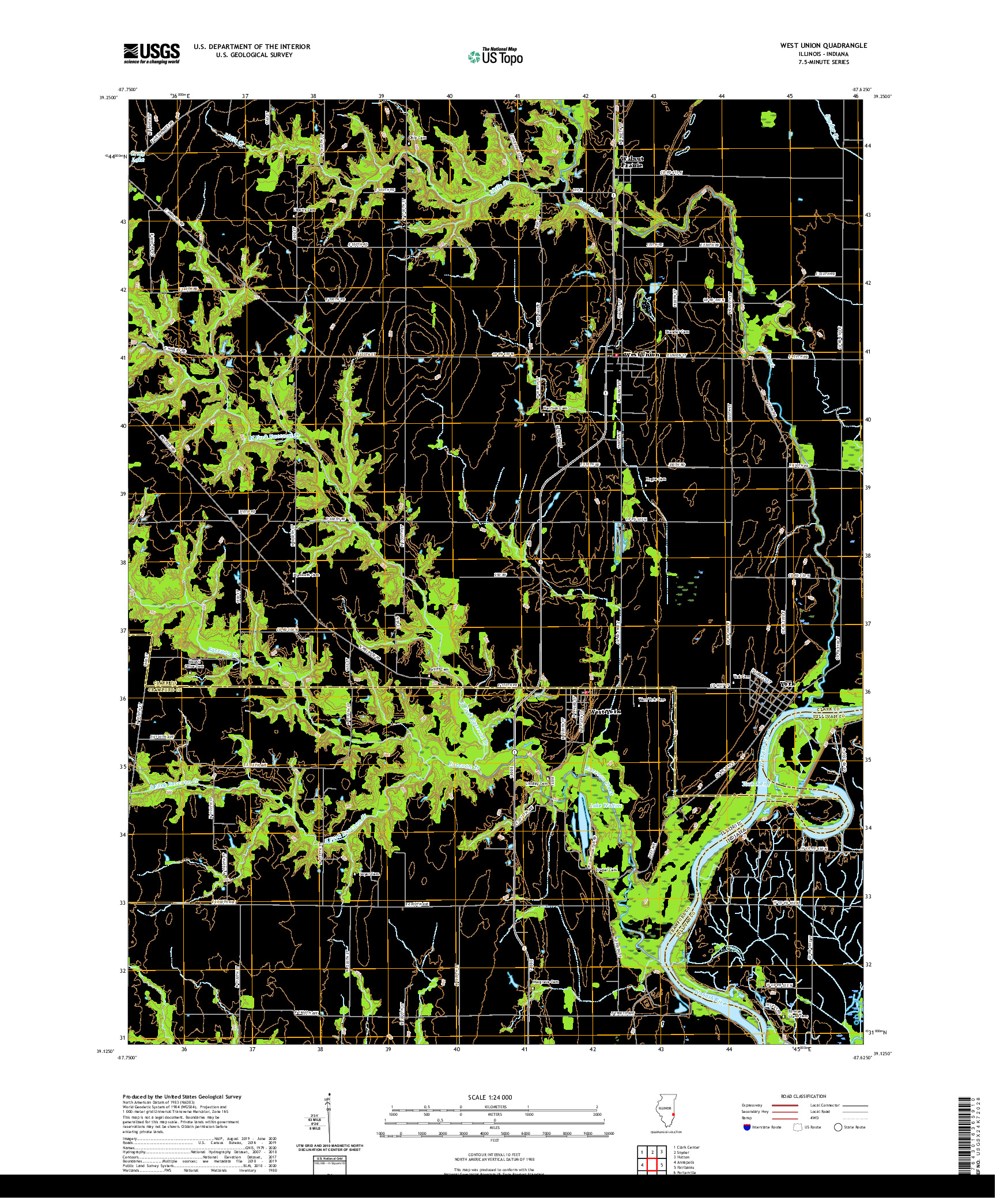 USGS US TOPO 7.5-MINUTE MAP FOR WEST UNION, IL,IN 2021