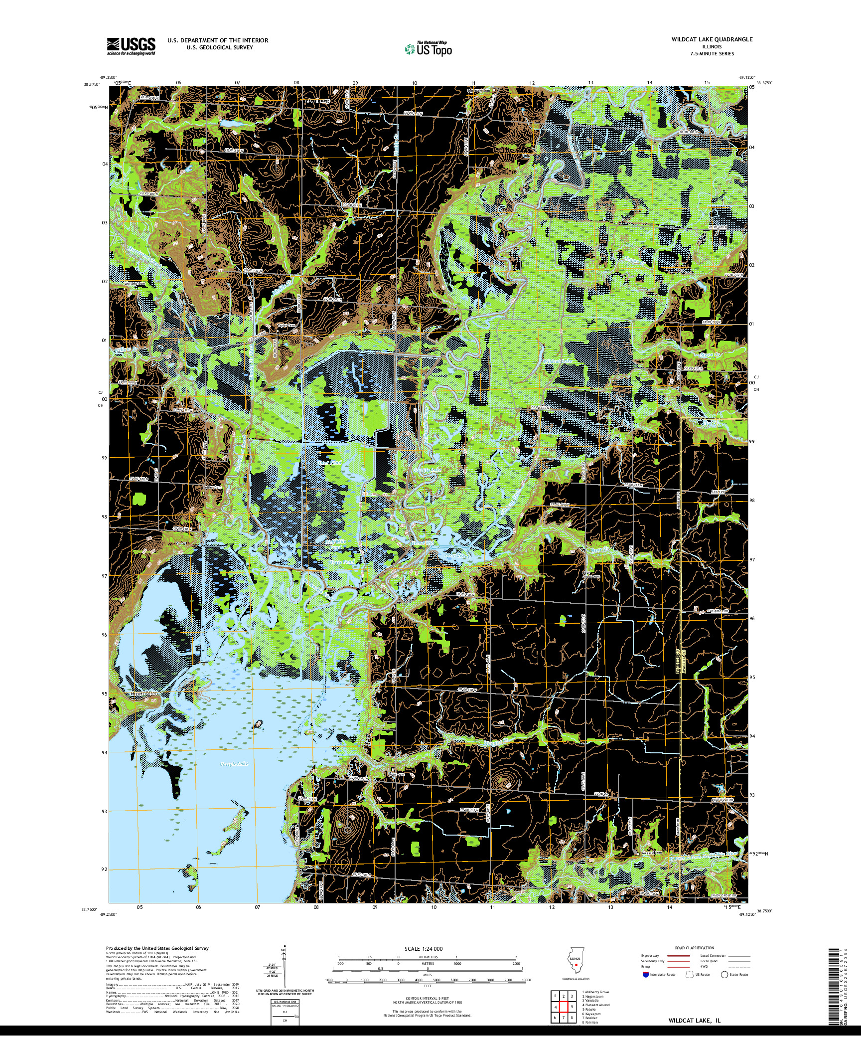 USGS US TOPO 7.5-MINUTE MAP FOR WILDCAT LAKE, IL 2021