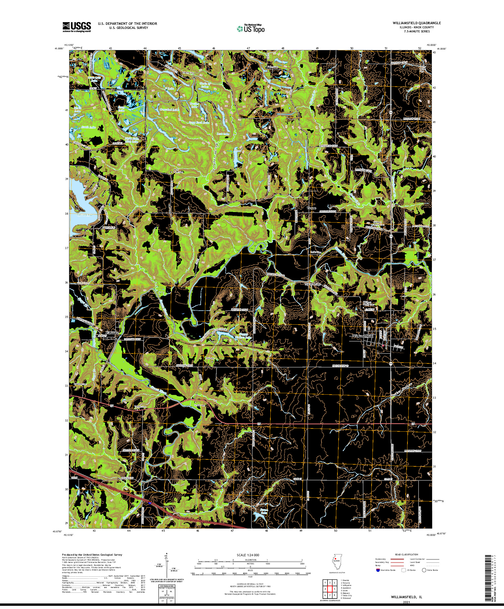 USGS US TOPO 7.5-MINUTE MAP FOR WILLIAMSFIELD, IL 2021