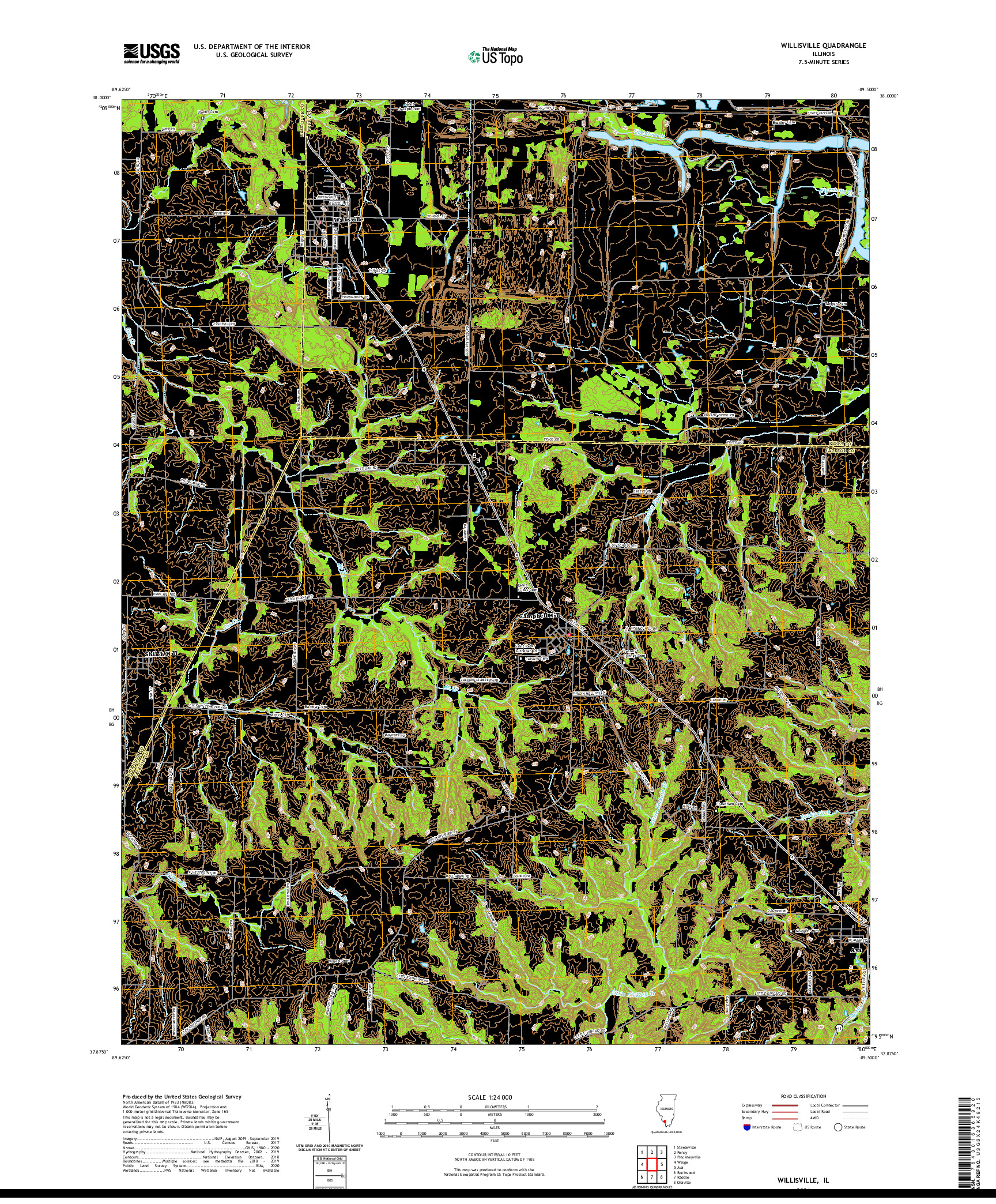 USGS US TOPO 7.5-MINUTE MAP FOR WILLISVILLE, IL 2021