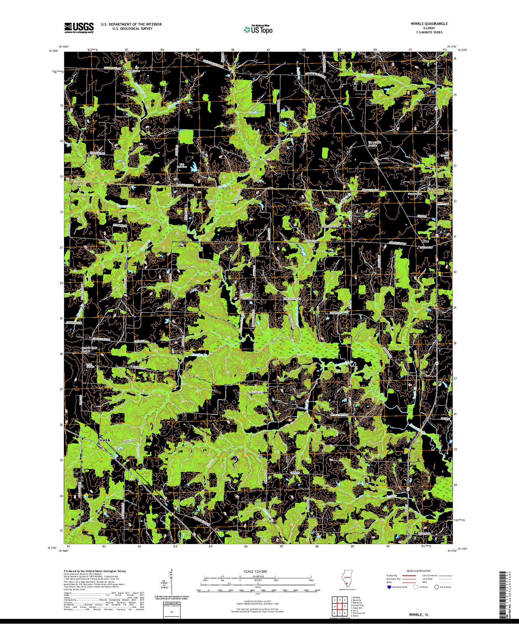 USGS US TOPO 7.5-MINUTE MAP FOR WINKLE, IL 2021