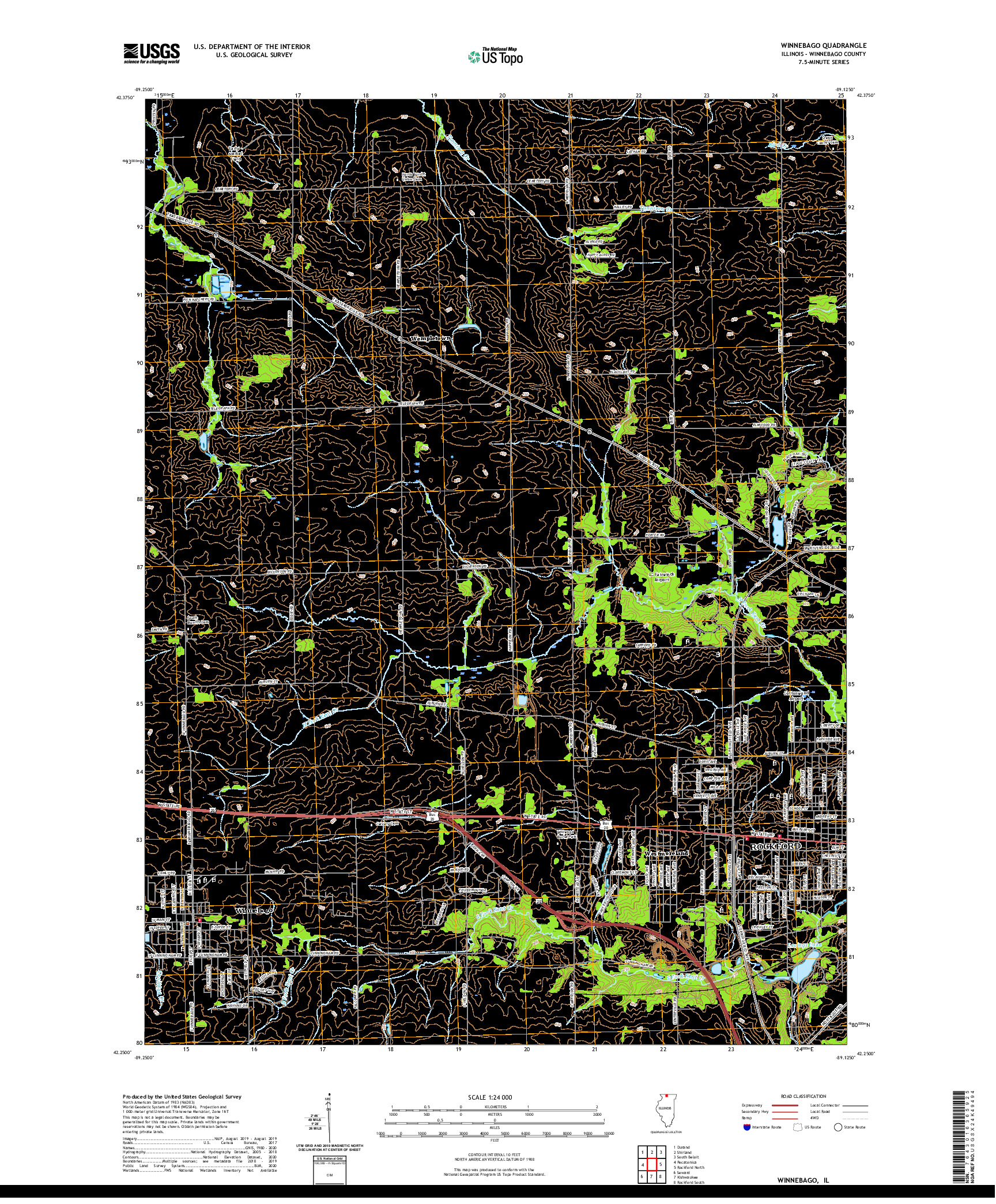 USGS US TOPO 7.5-MINUTE MAP FOR WINNEBAGO, IL 2021