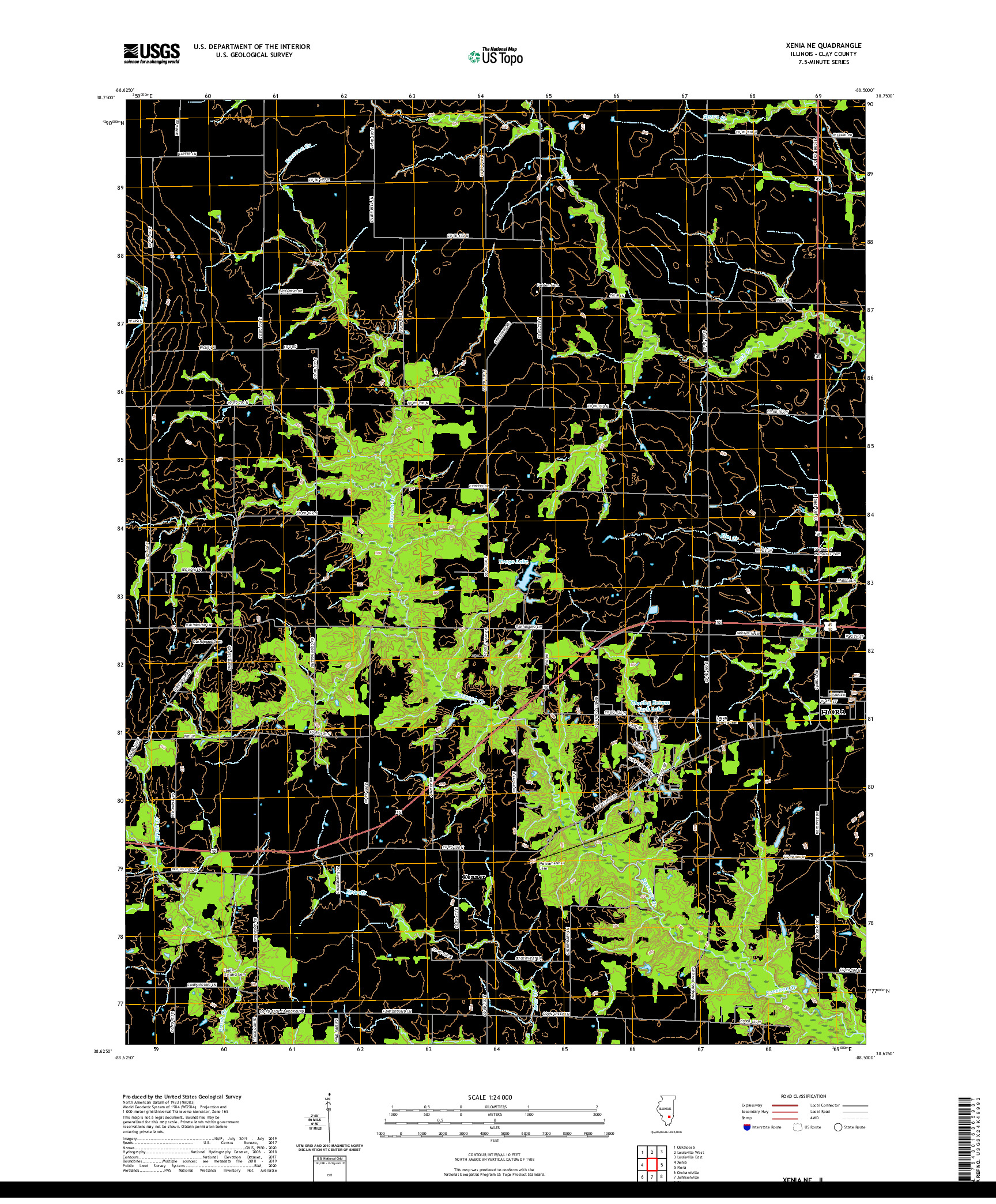 USGS US TOPO 7.5-MINUTE MAP FOR XENIA NE, IL 2021