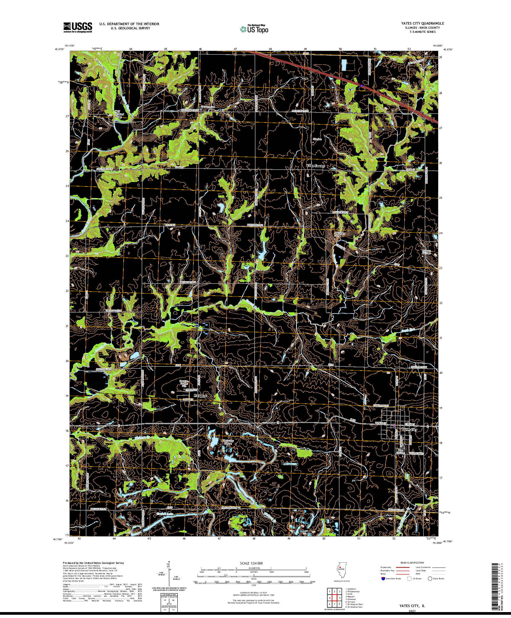 USGS US TOPO 7.5-MINUTE MAP FOR YATES CITY, IL 2021