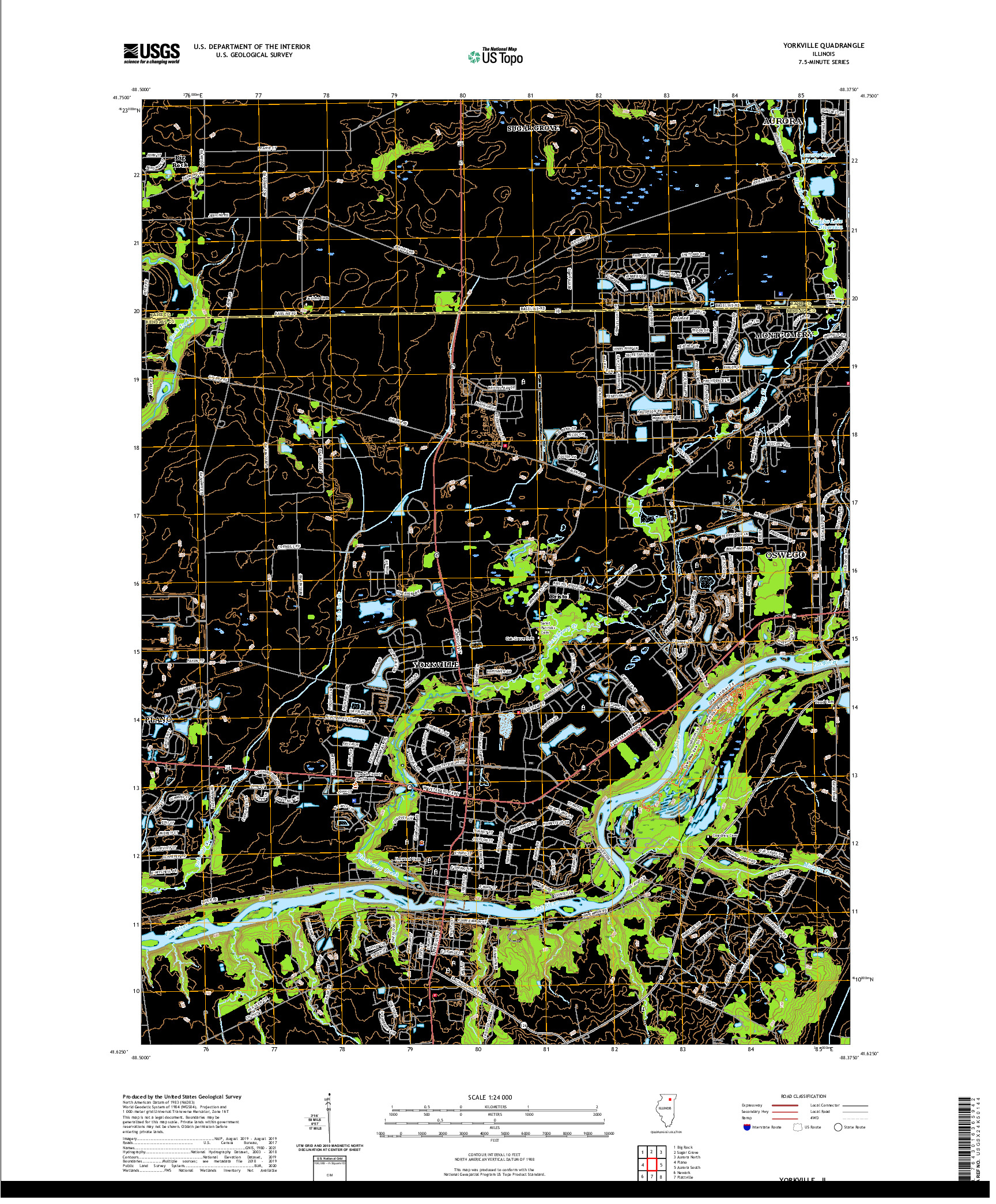 USGS US TOPO 7.5-MINUTE MAP FOR YORKVILLE, IL 2021