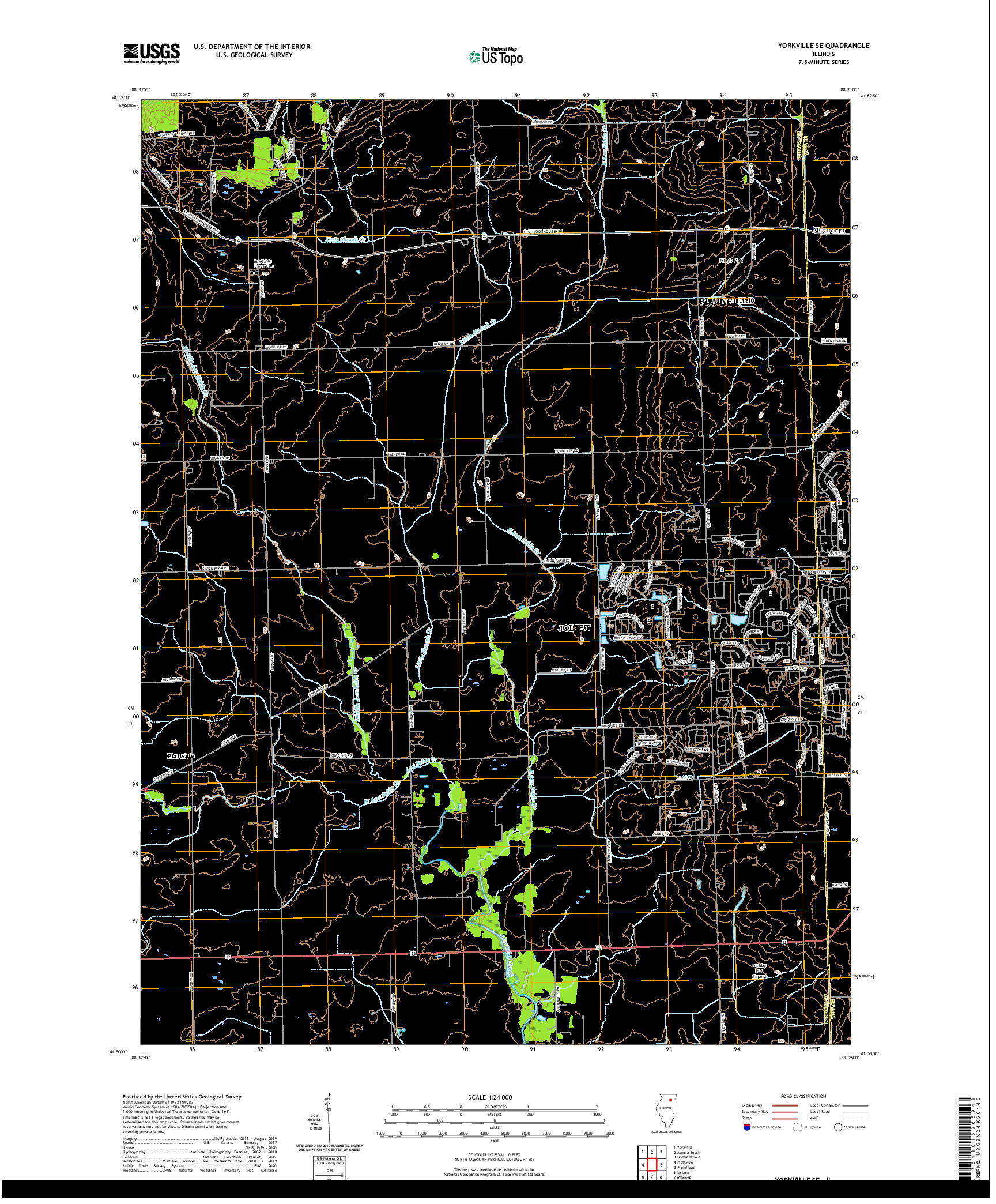 USGS US TOPO 7.5-MINUTE MAP FOR YORKVILLE SE, IL 2021