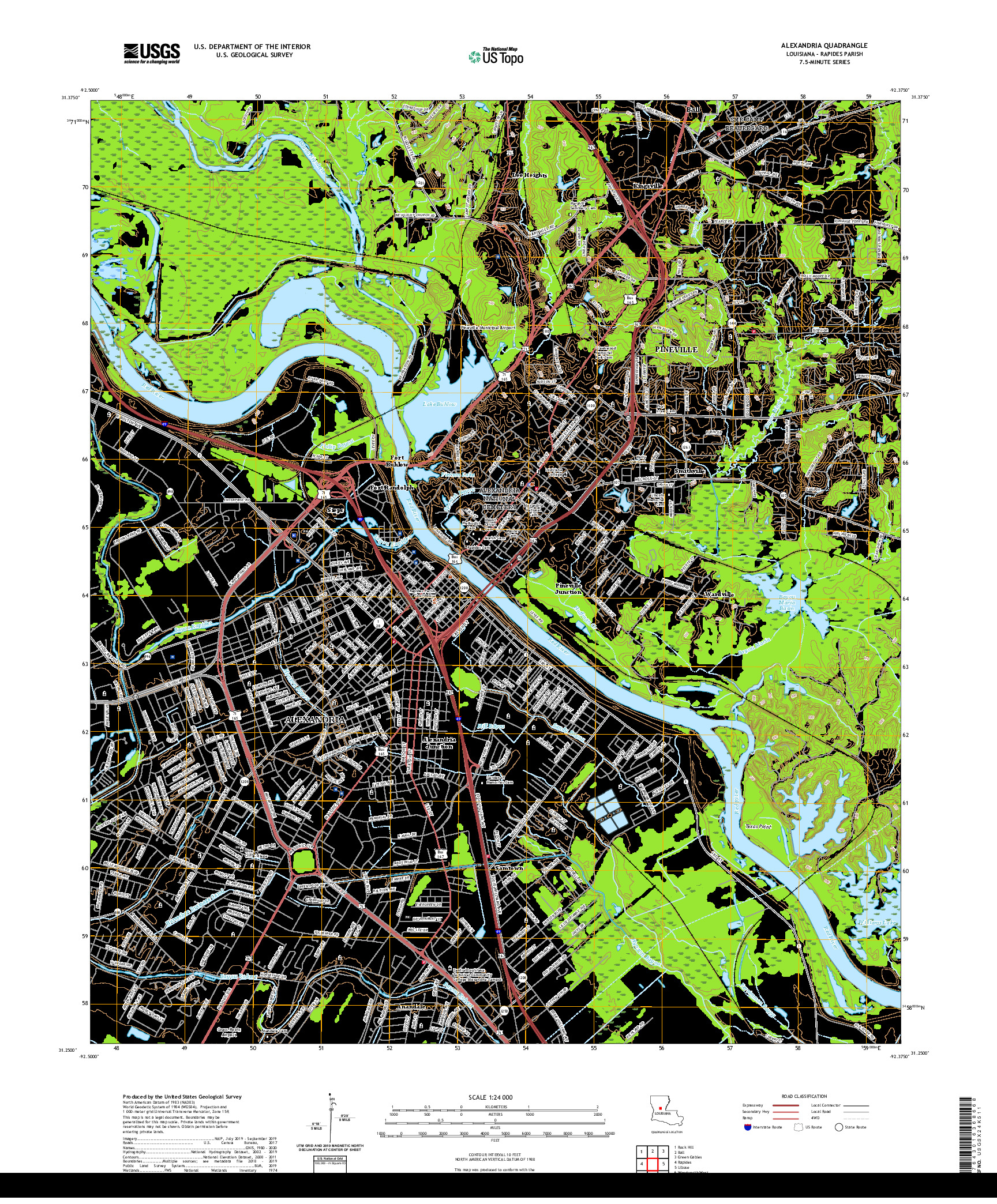 USGS US TOPO 7.5-MINUTE MAP FOR ALEXANDRIA, LA 2021