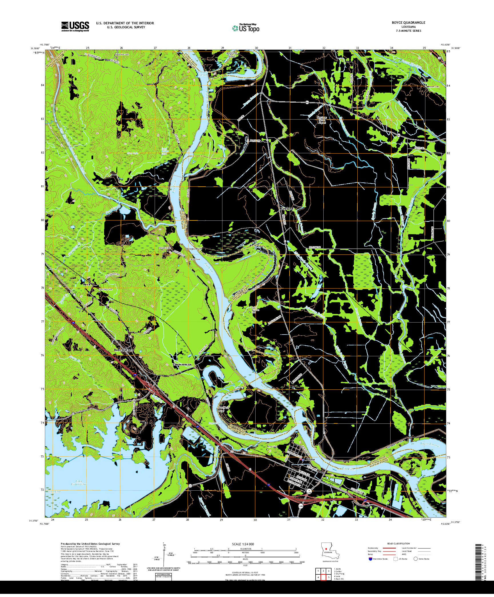 USGS US TOPO 7.5-MINUTE MAP FOR BOYCE, LA 2021