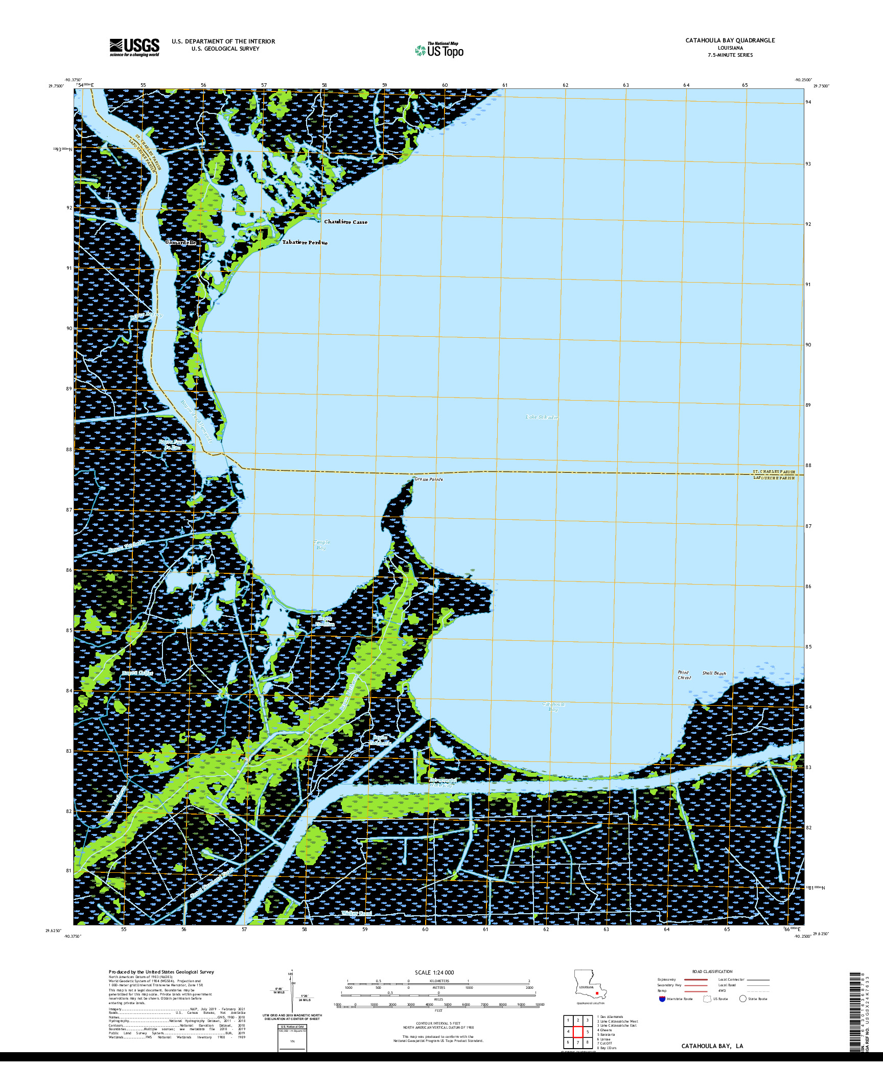 USGS US TOPO 7.5-MINUTE MAP FOR CATAHOULA BAY, LA 2021