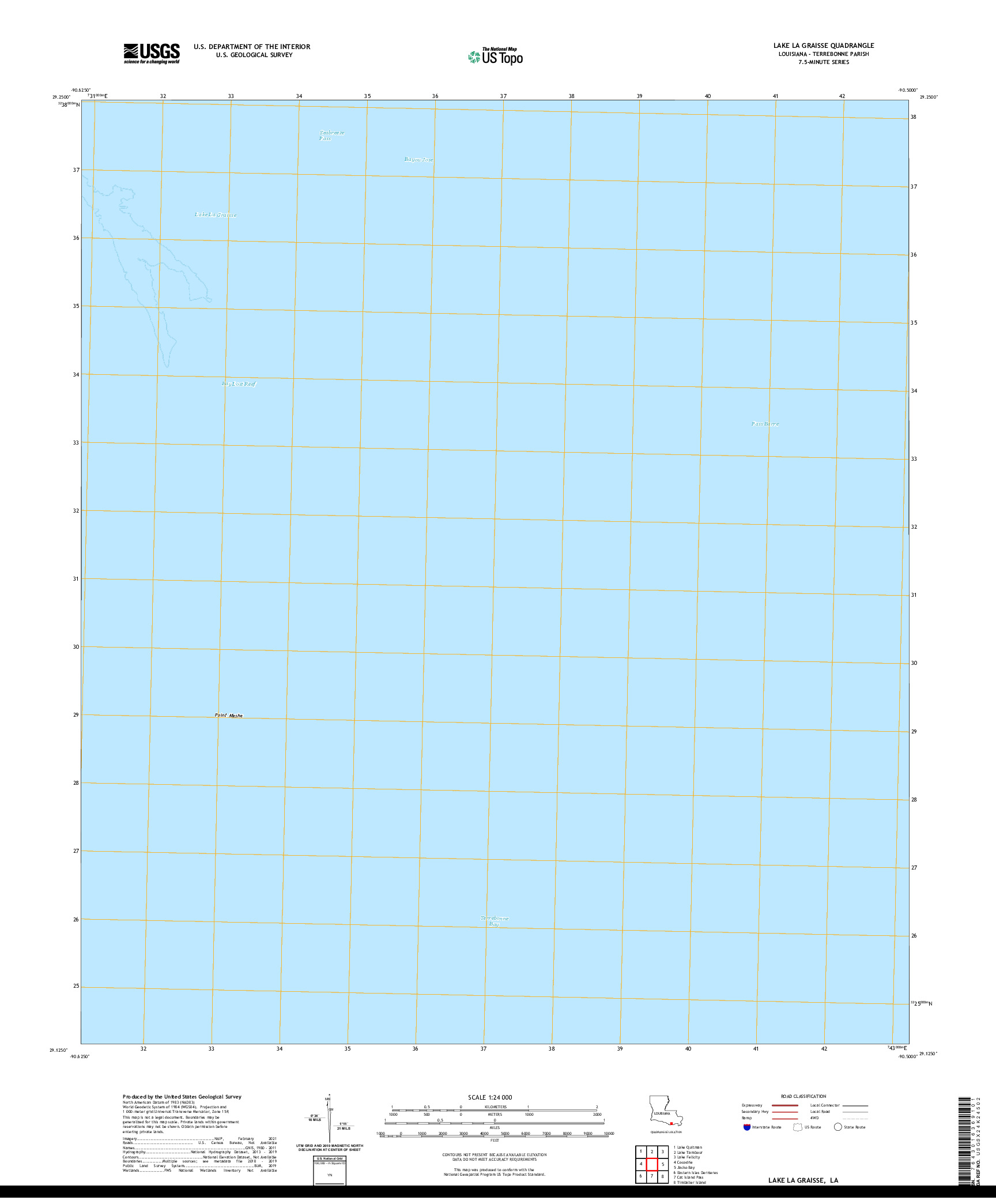 USGS US TOPO 7.5-MINUTE MAP FOR LAKE LA GRAISSE, LA 2021