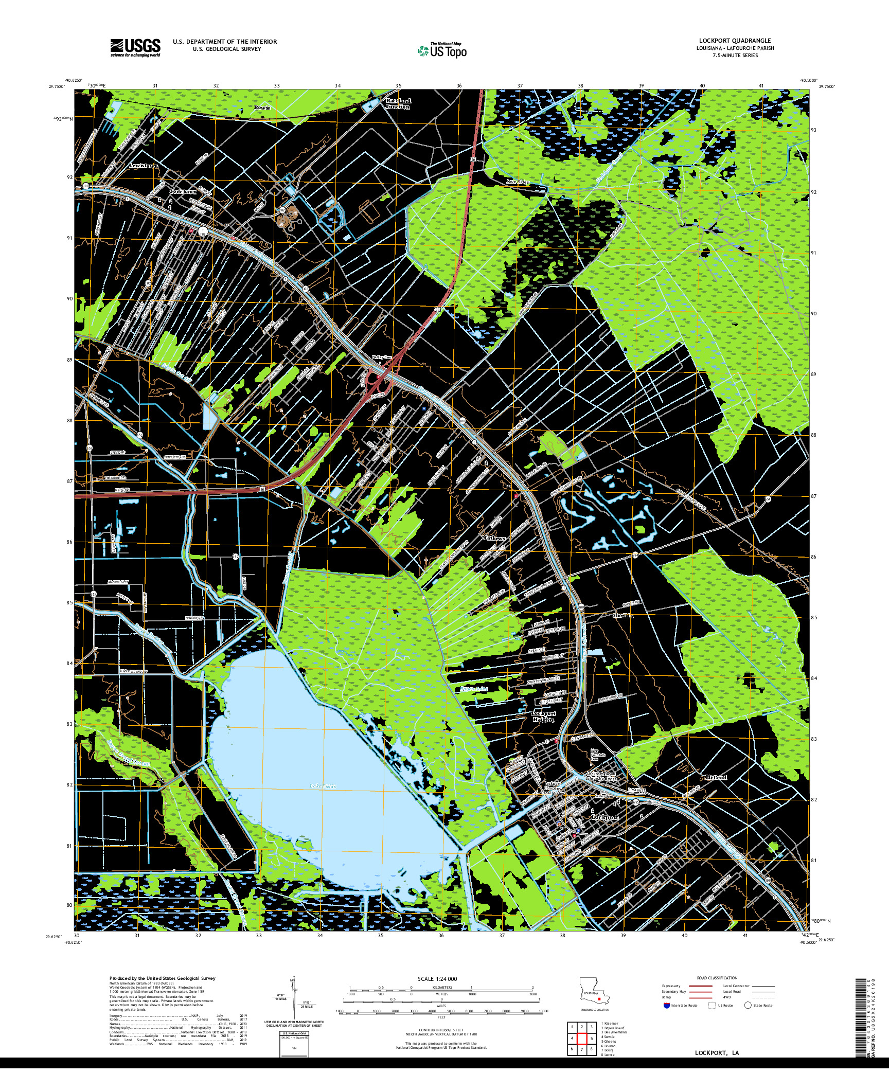 USGS US TOPO 7.5-MINUTE MAP FOR LOCKPORT, LA 2021