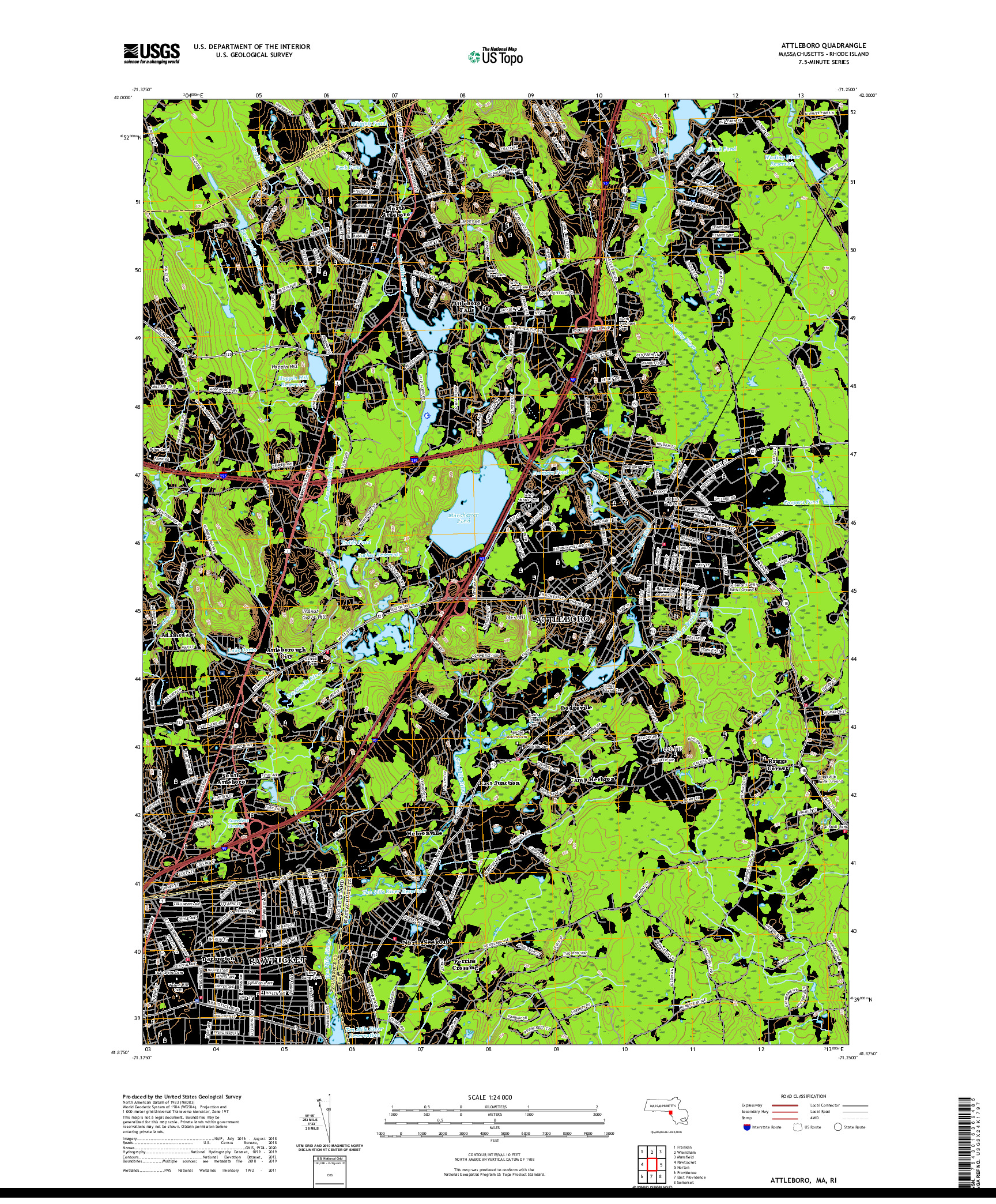 USGS US TOPO 7.5-MINUTE MAP FOR ATTLEBORO, MA,RI 2021