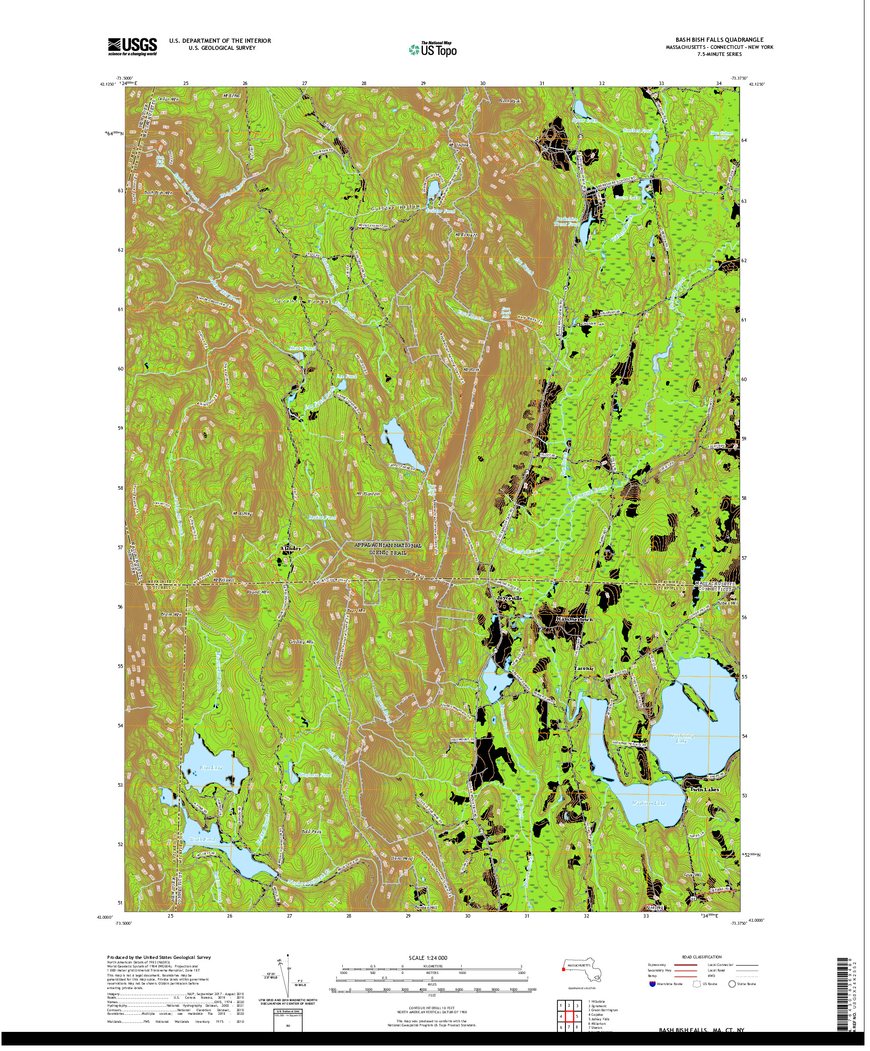 USGS US TOPO 7.5-MINUTE MAP FOR BASH BISH FALLS, MA,CT,NY 2021