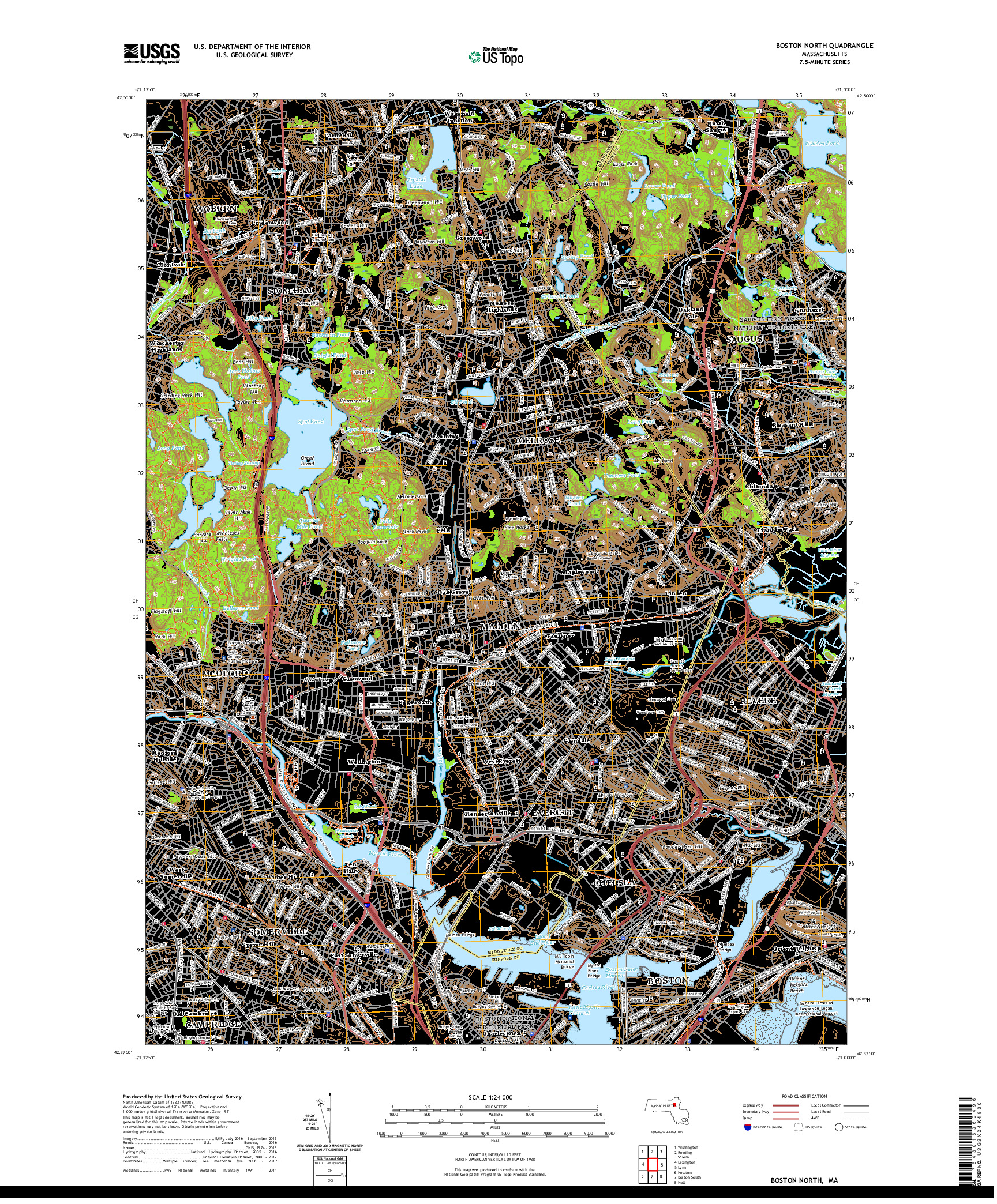 USGS US TOPO 7.5-MINUTE MAP FOR BOSTON NORTH, MA 2021