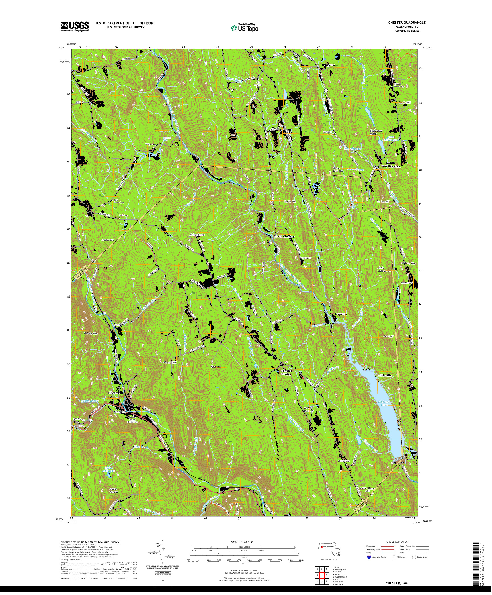 USGS US TOPO 7.5-MINUTE MAP FOR CHESTER, MA 2021