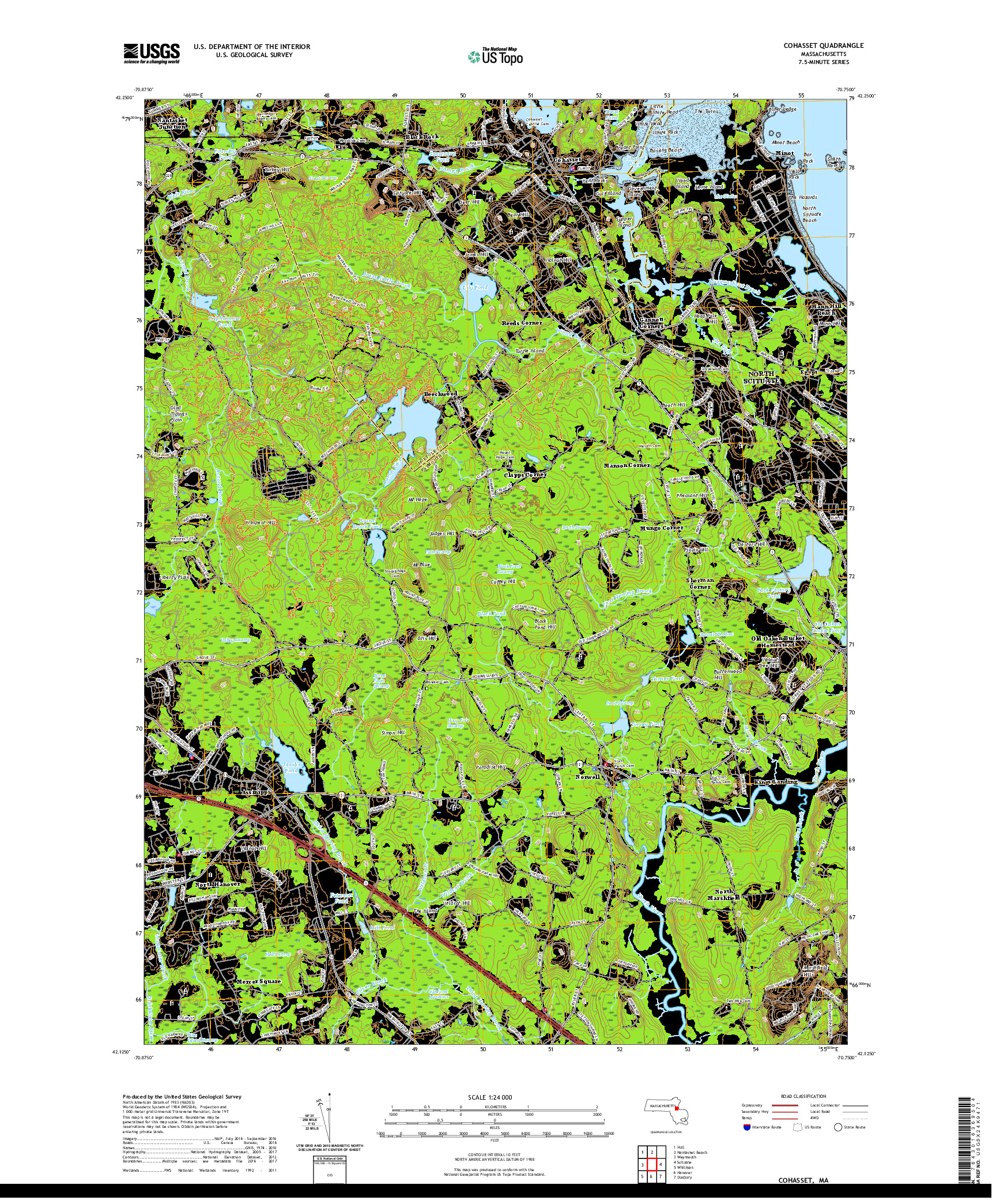 USGS US TOPO 7.5-MINUTE MAP FOR COHASSET, MA 2021