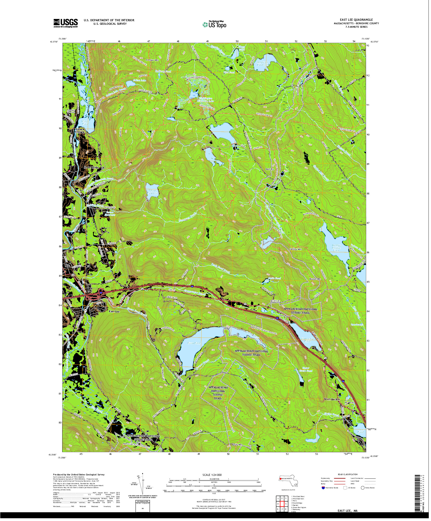 USGS US TOPO 7.5-MINUTE MAP FOR EAST LEE, MA 2021