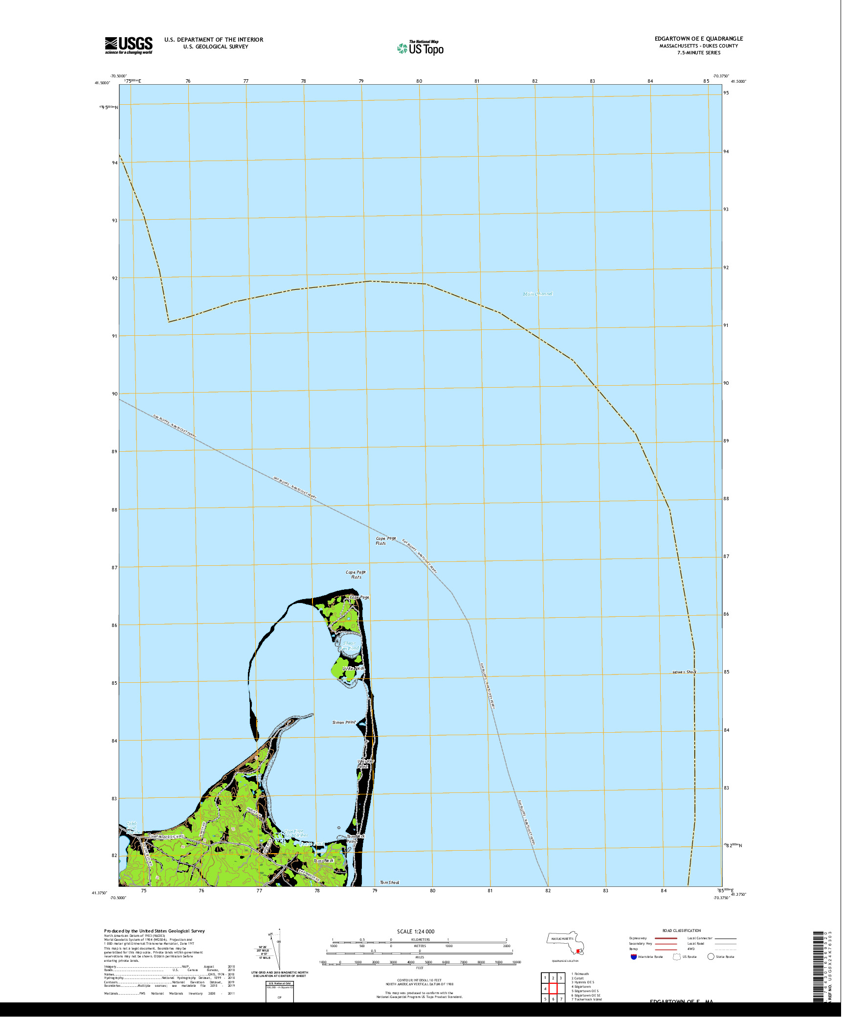 USGS US TOPO 7.5-MINUTE MAP FOR EDGARTOWN OE E, MA 2021