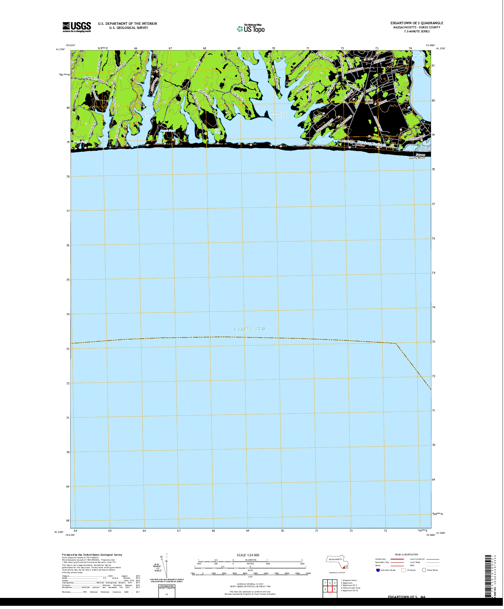 USGS US TOPO 7.5-MINUTE MAP FOR EDGARTOWN OE S, MA 2021