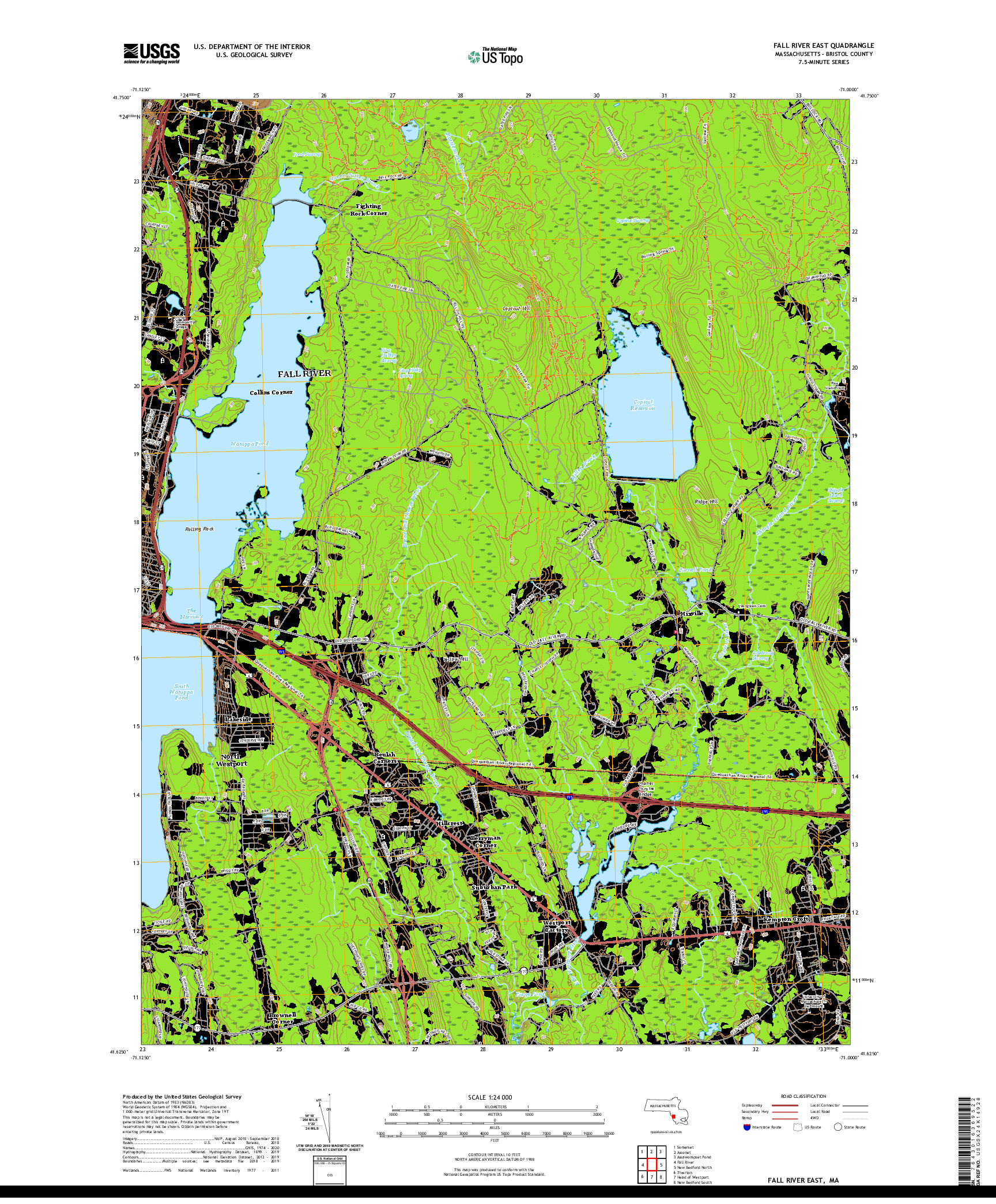 USGS US TOPO 7.5-MINUTE MAP FOR FALL RIVER EAST, MA 2021