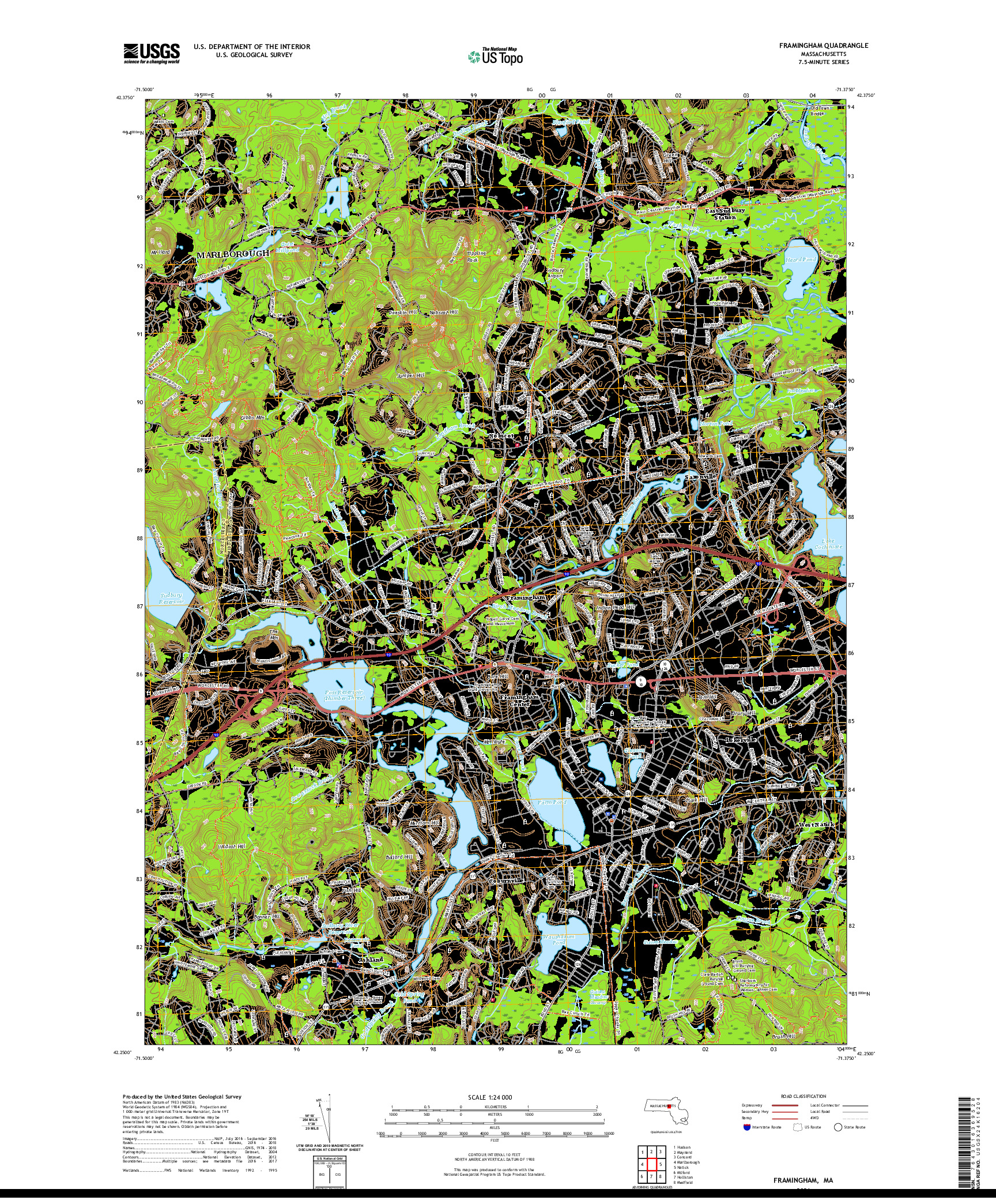 USGS US TOPO 7.5-MINUTE MAP FOR FRAMINGHAM, MA 2021