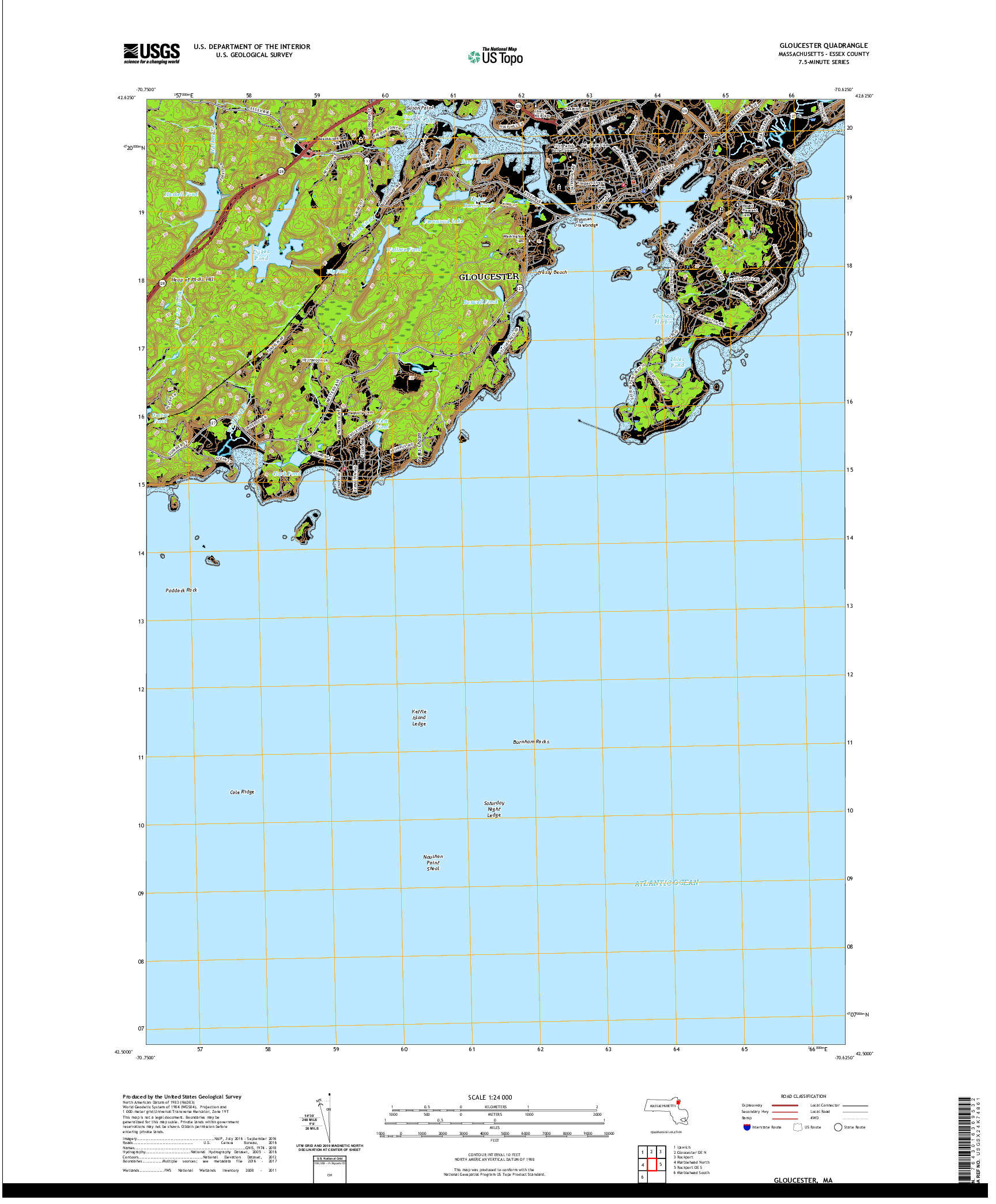 USGS US TOPO 7.5-MINUTE MAP FOR GLOUCESTER, MA 2021