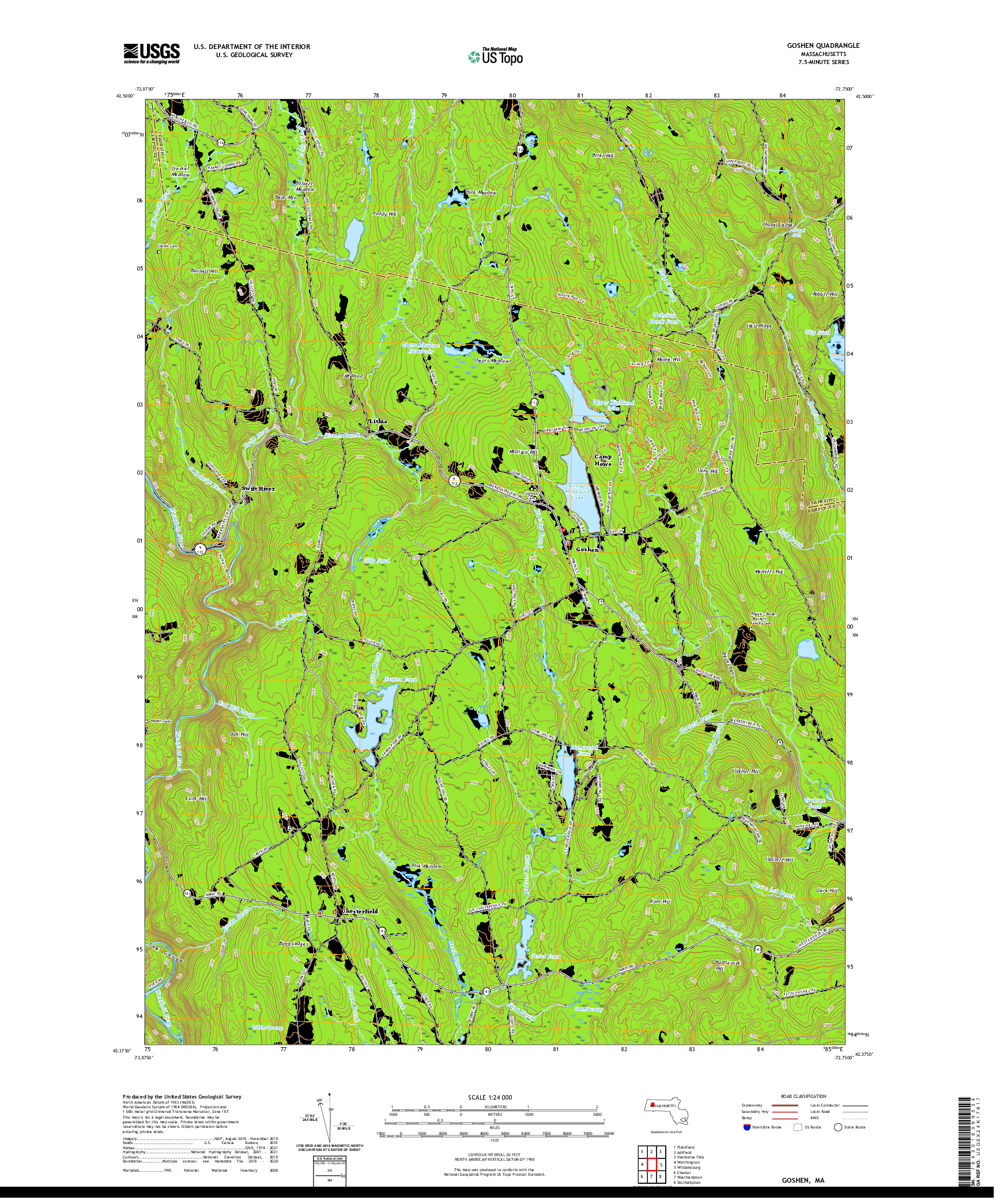 USGS US TOPO 7.5-MINUTE MAP FOR GOSHEN, MA 2021