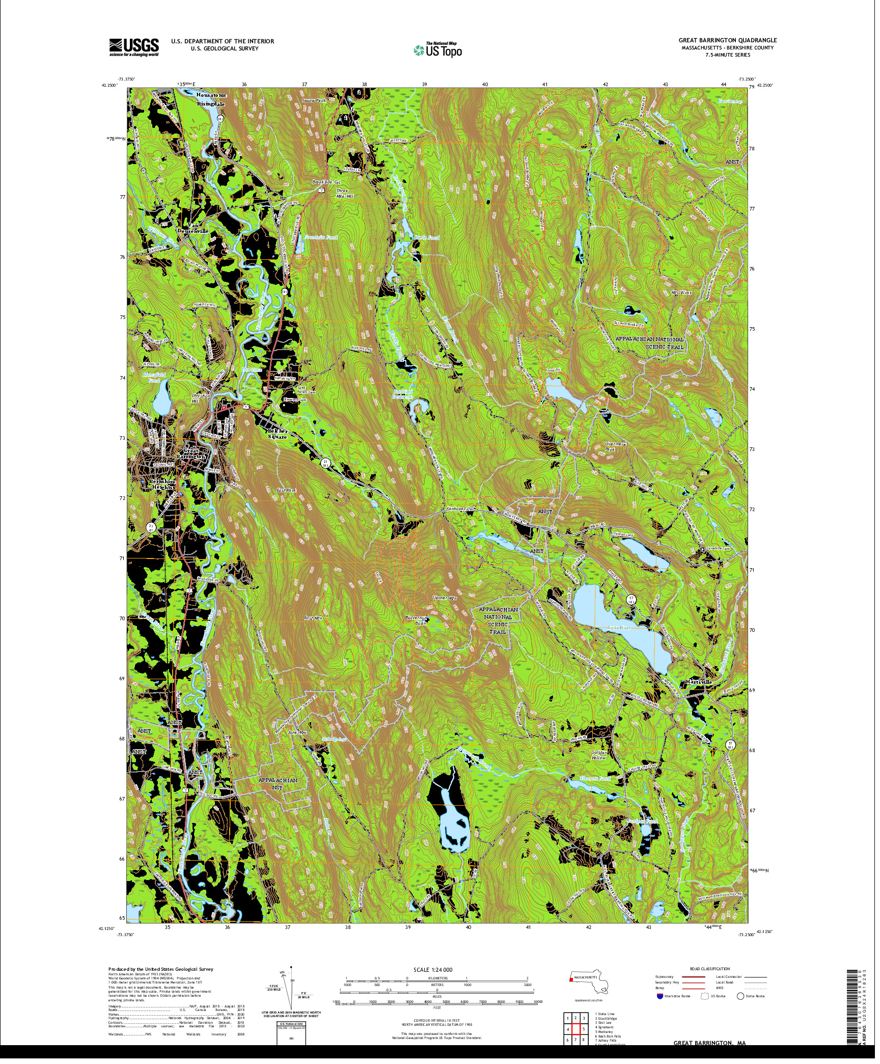 USGS US TOPO 7.5-MINUTE MAP FOR GREAT BARRINGTON, MA 2021