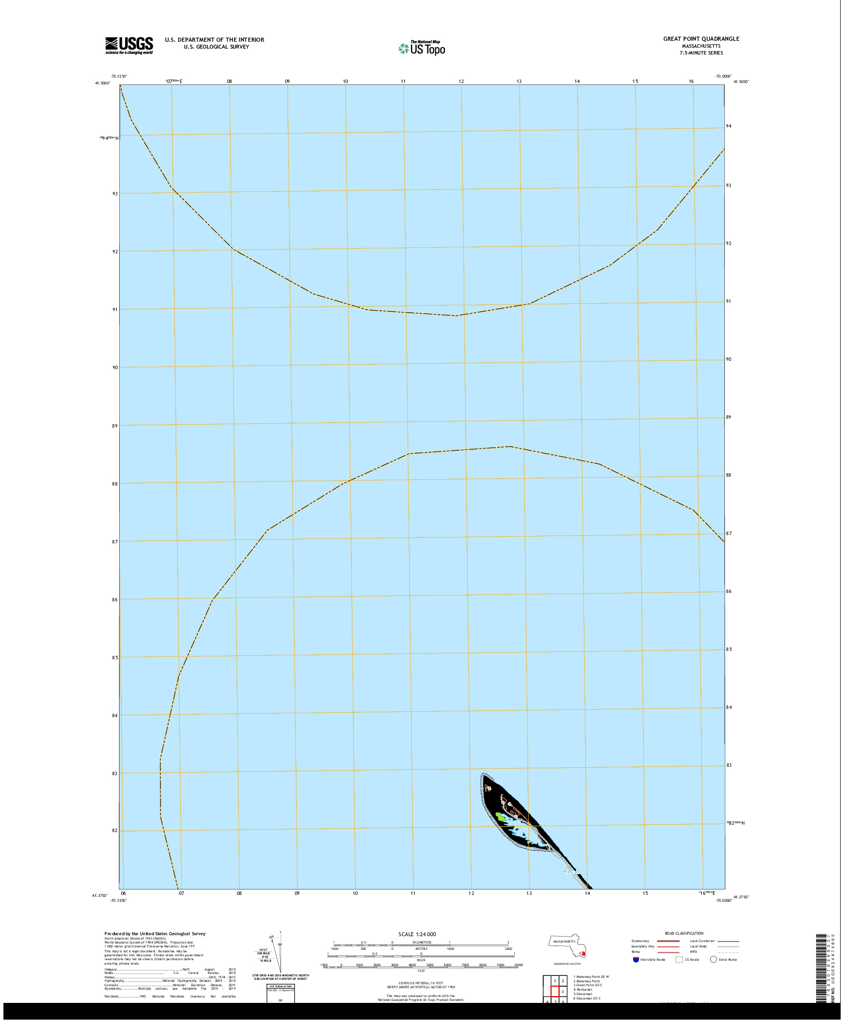 USGS US TOPO 7.5-MINUTE MAP FOR GREAT POINT, MA 2021