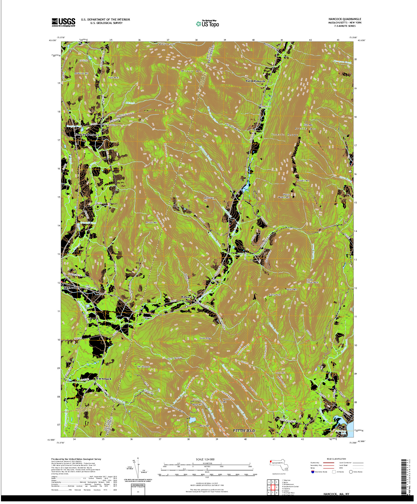 USGS US TOPO 7.5-MINUTE MAP FOR HANCOCK, MA,NY 2021