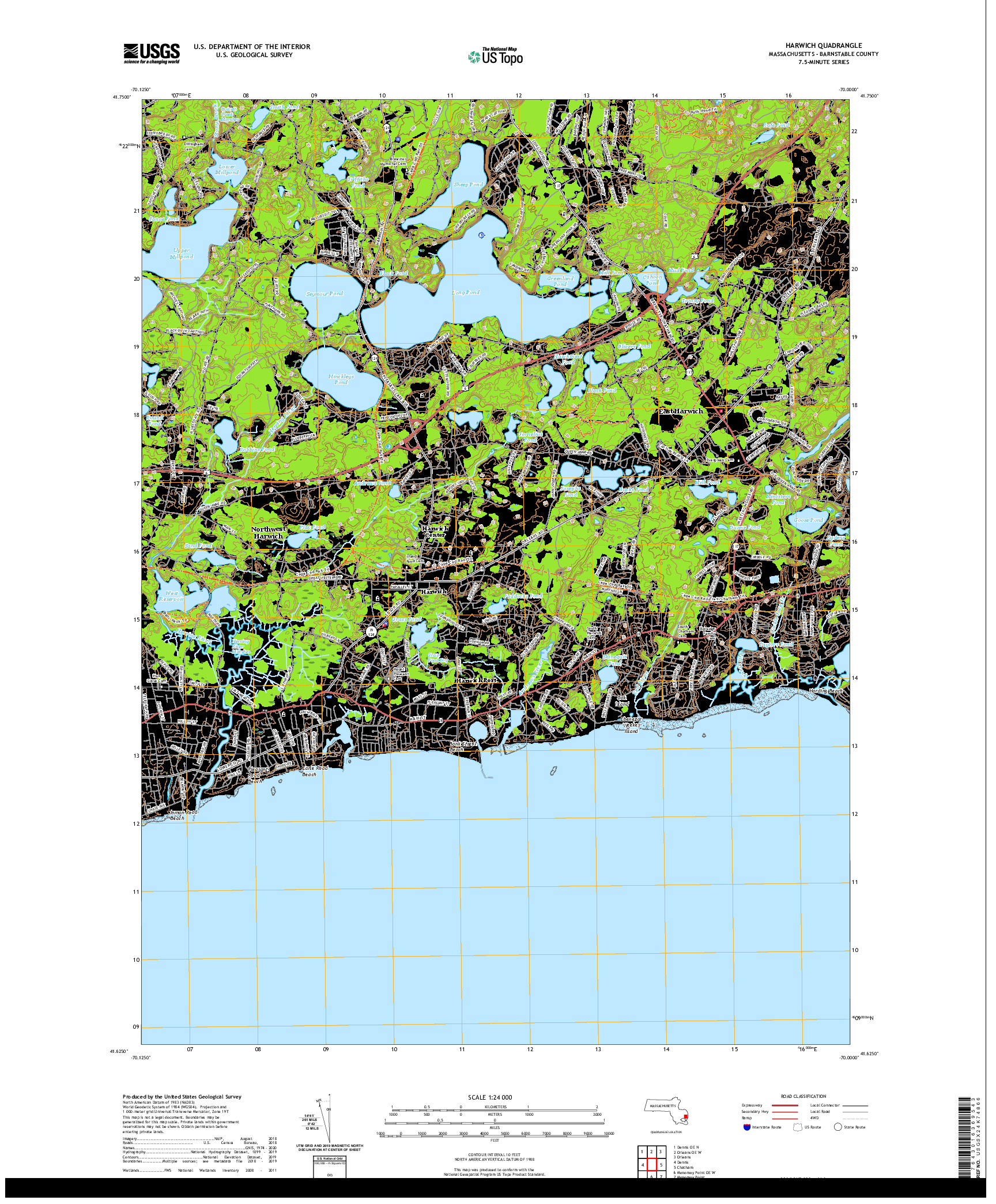 USGS US TOPO 7.5-MINUTE MAP FOR HARWICH, MA 2021