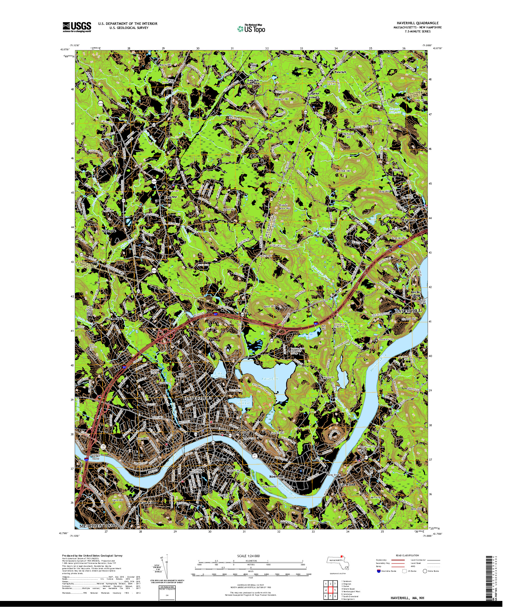 USGS US TOPO 7.5-MINUTE MAP FOR HAVERHILL, MA,NH 2021