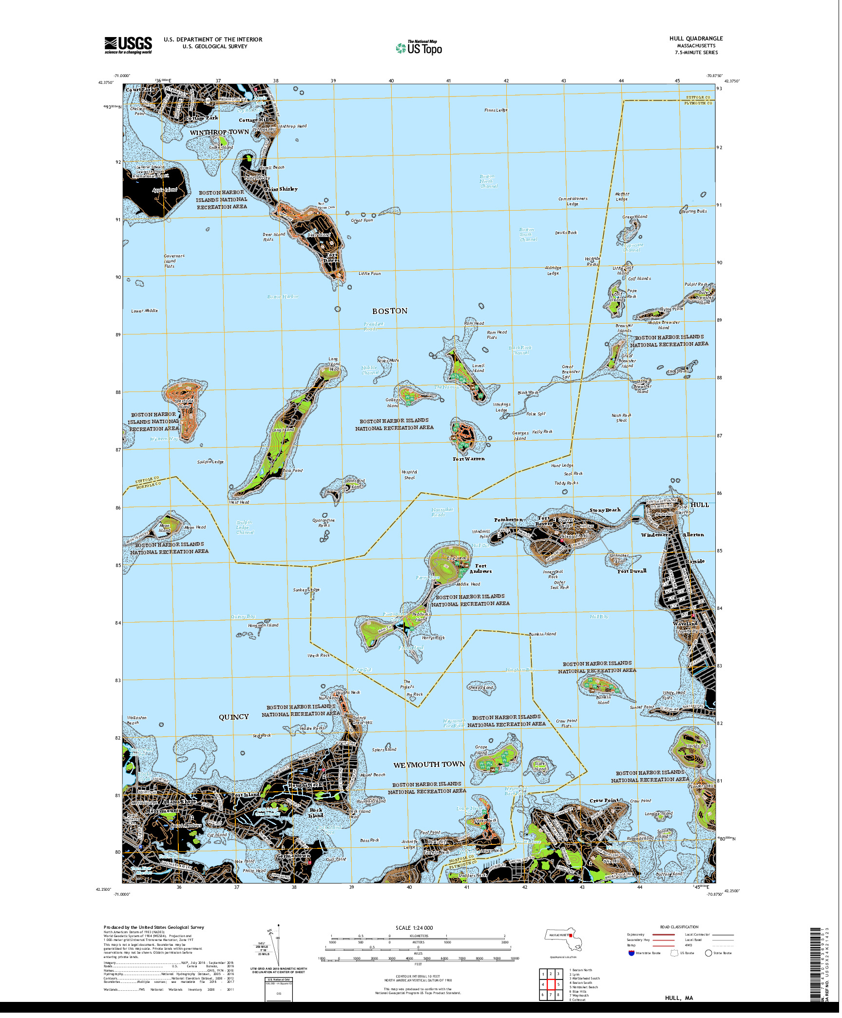 USGS US TOPO 7.5-MINUTE MAP FOR HULL, MA 2021