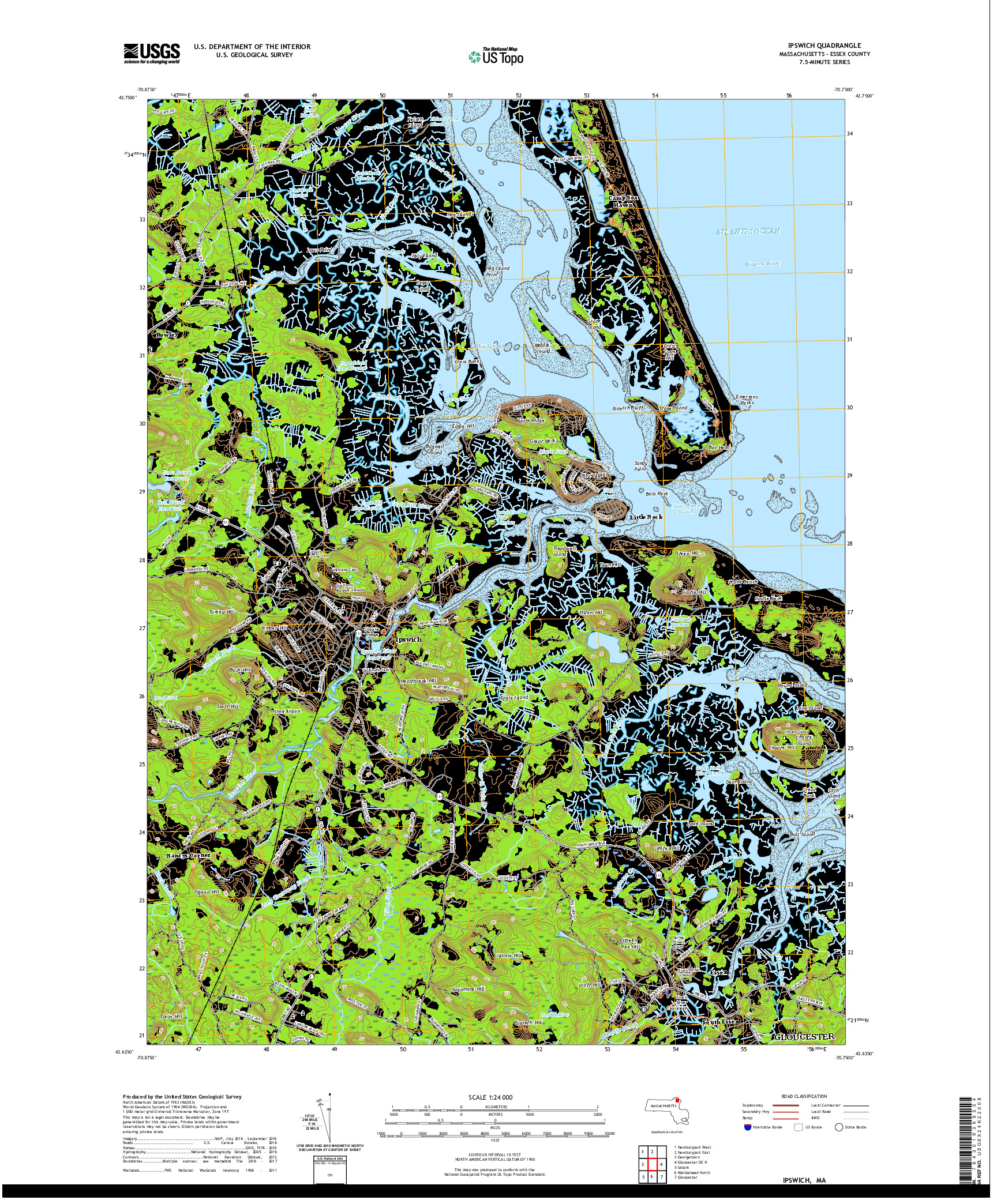 USGS US TOPO 7.5-MINUTE MAP FOR IPSWICH, MA 2021