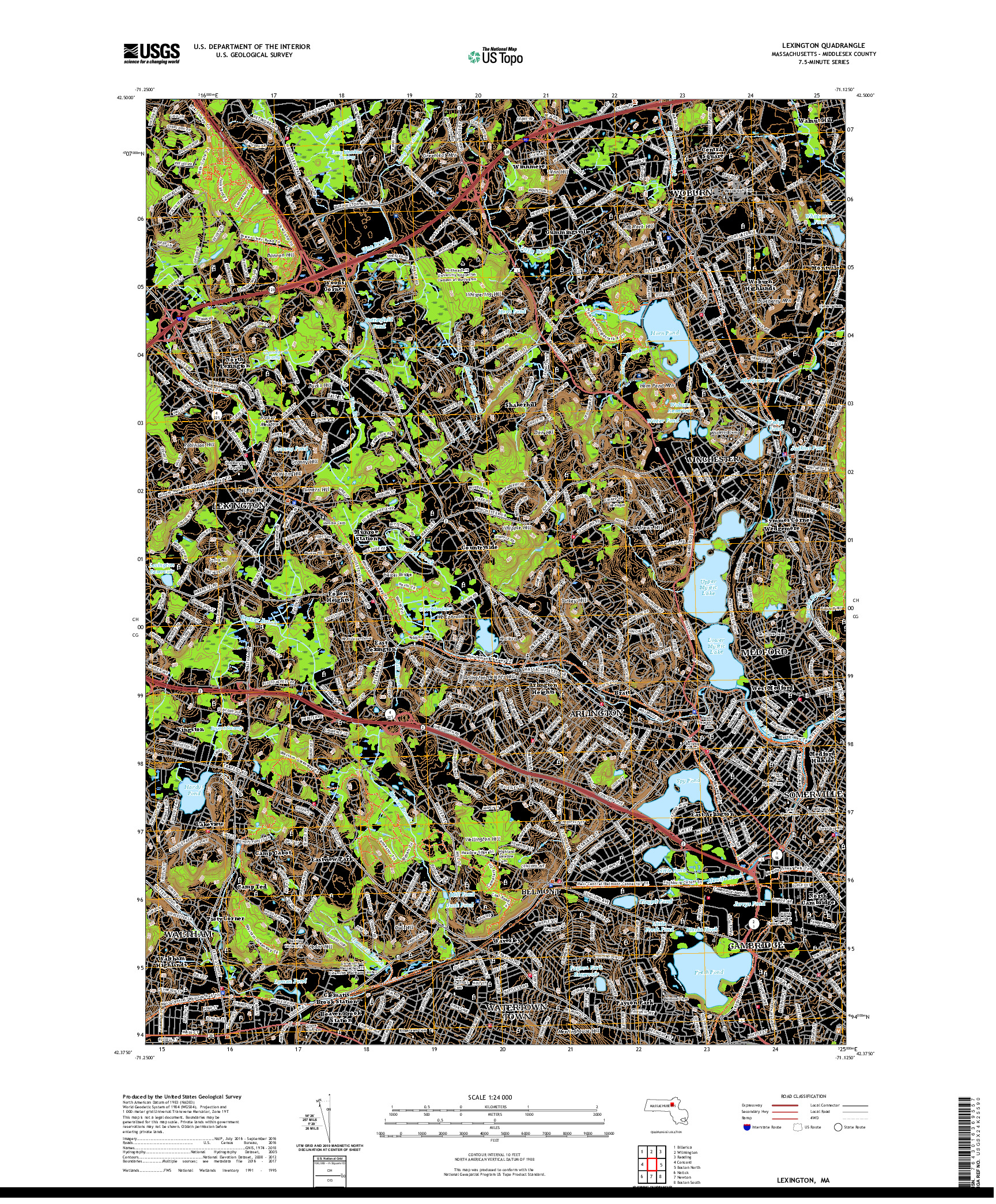 USGS US TOPO 7.5-MINUTE MAP FOR LEXINGTON, MA 2021