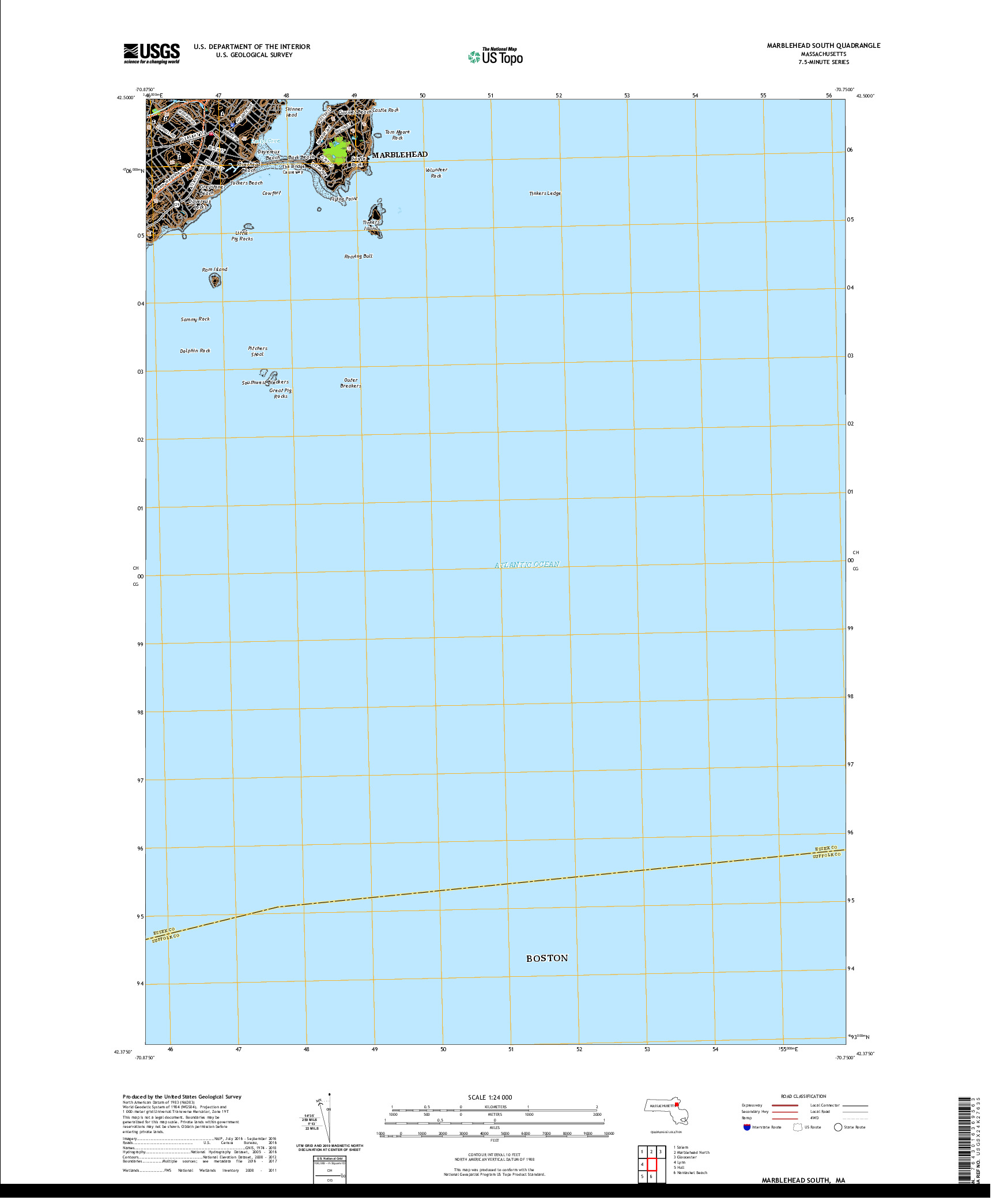 USGS US TOPO 7.5-MINUTE MAP FOR MARBLEHEAD SOUTH, MA 2021