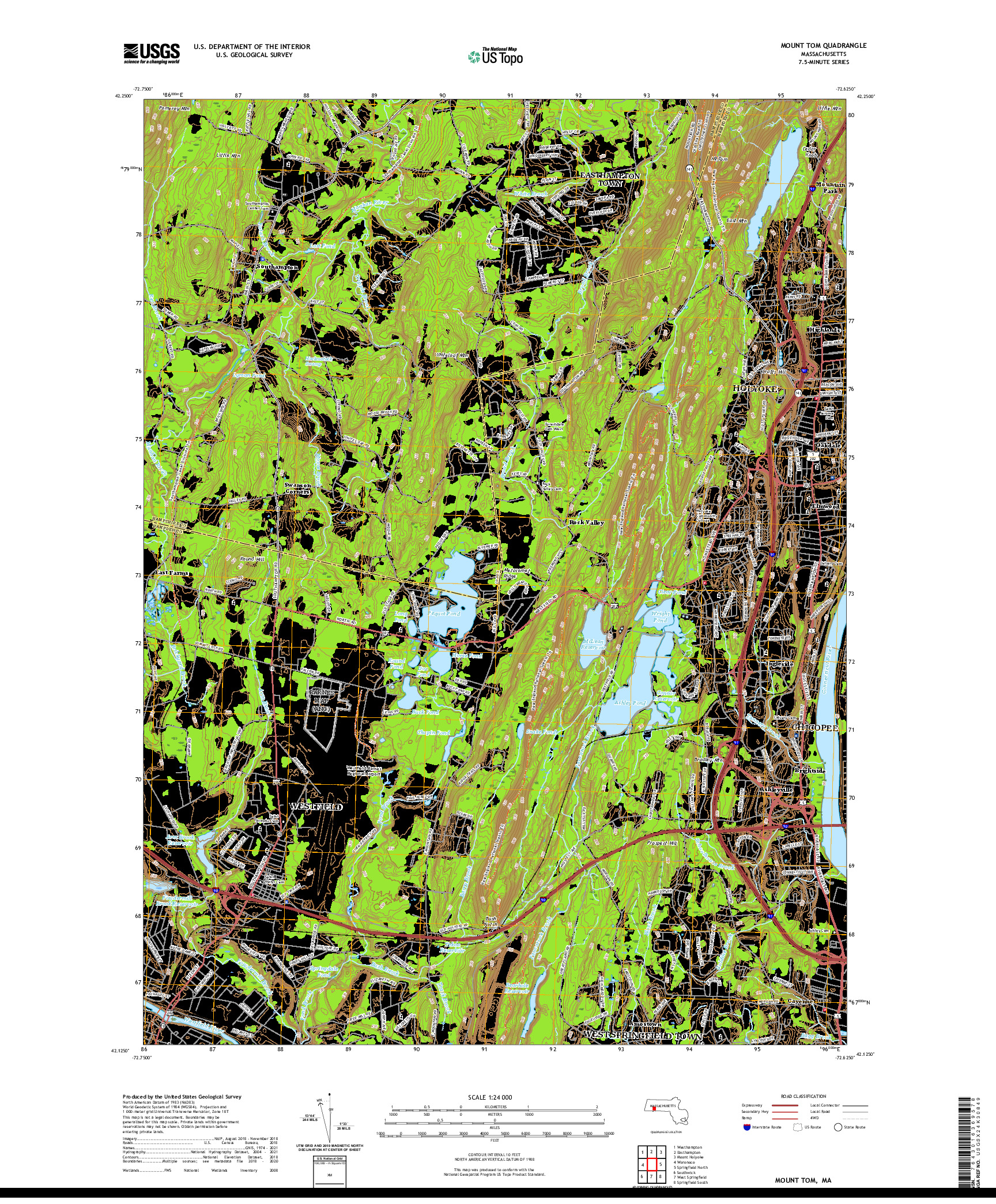USGS US TOPO 7.5-MINUTE MAP FOR MOUNT TOM, MA 2021