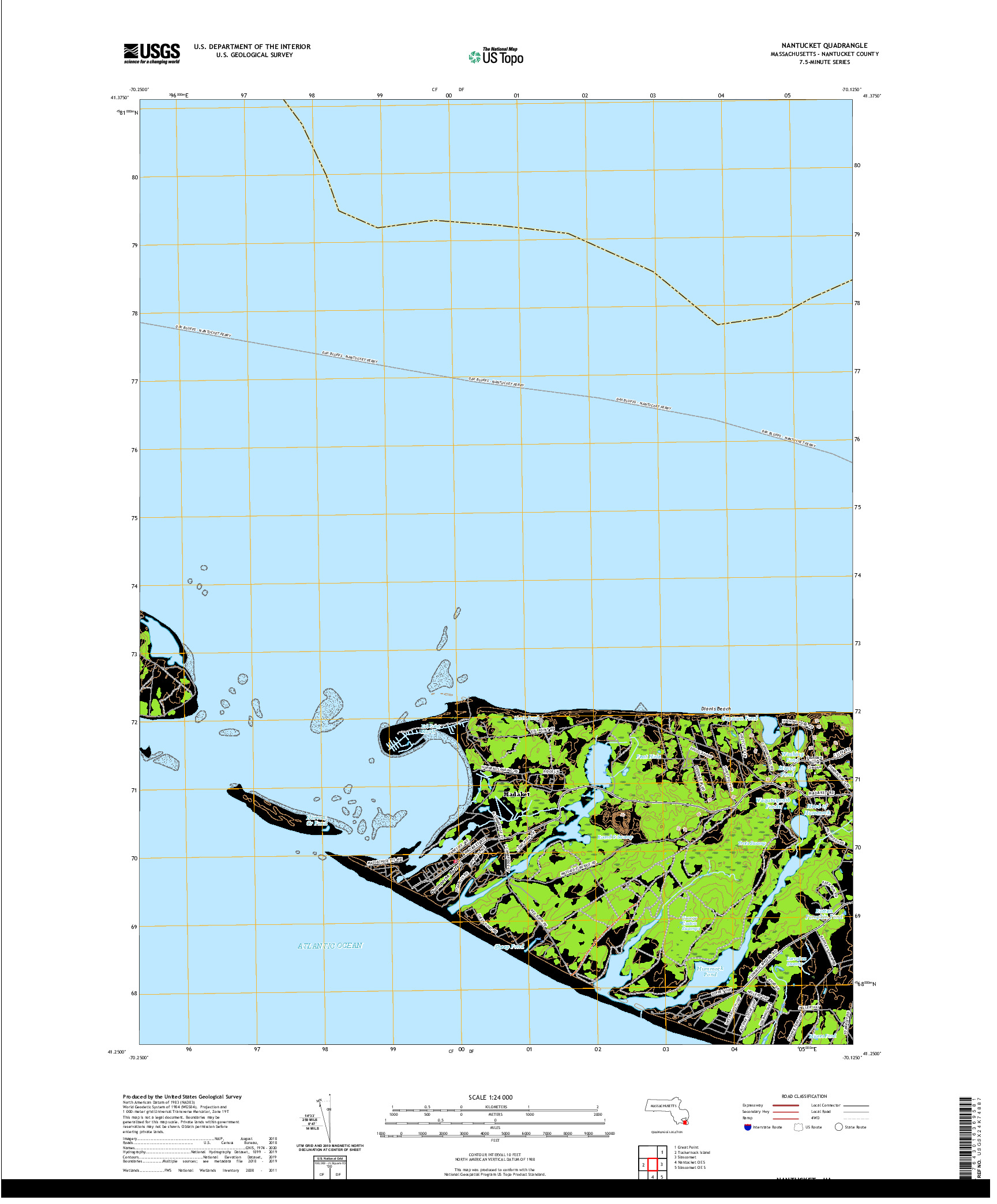 USGS US TOPO 7.5-MINUTE MAP FOR NANTUCKET, MA 2021