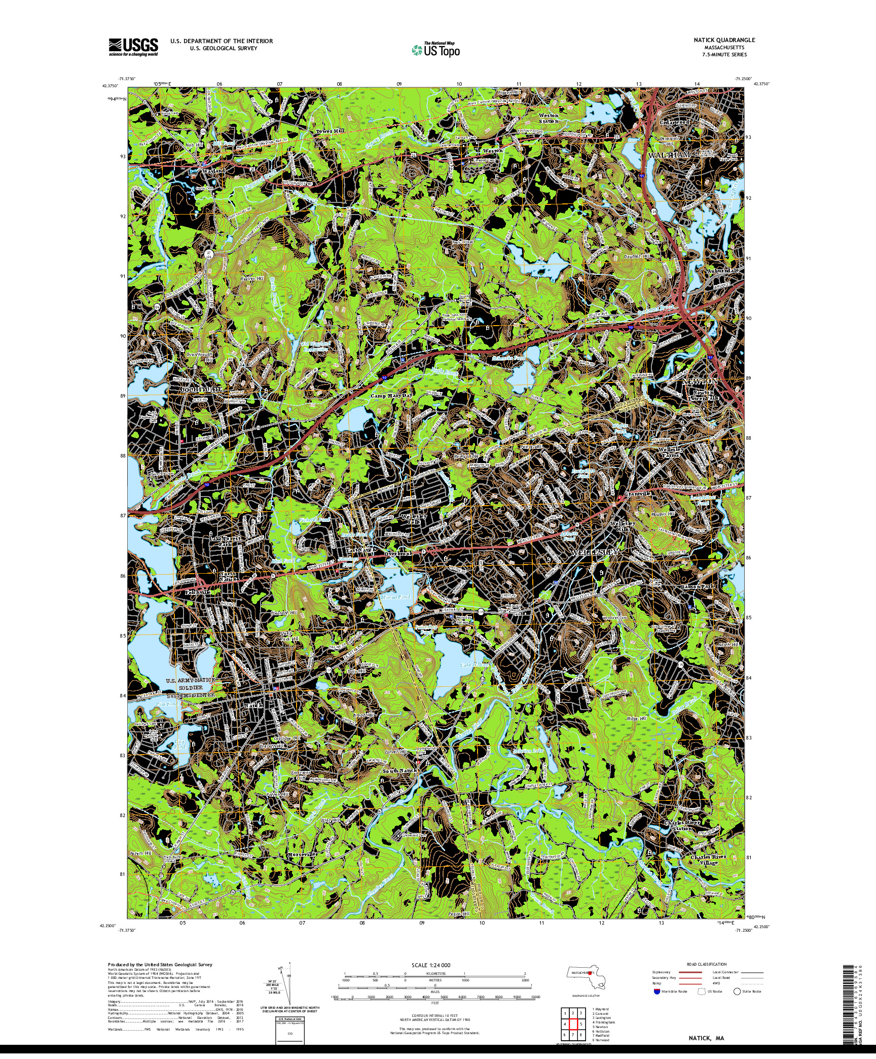 USGS US TOPO 7.5-MINUTE MAP FOR NATICK, MA 2021