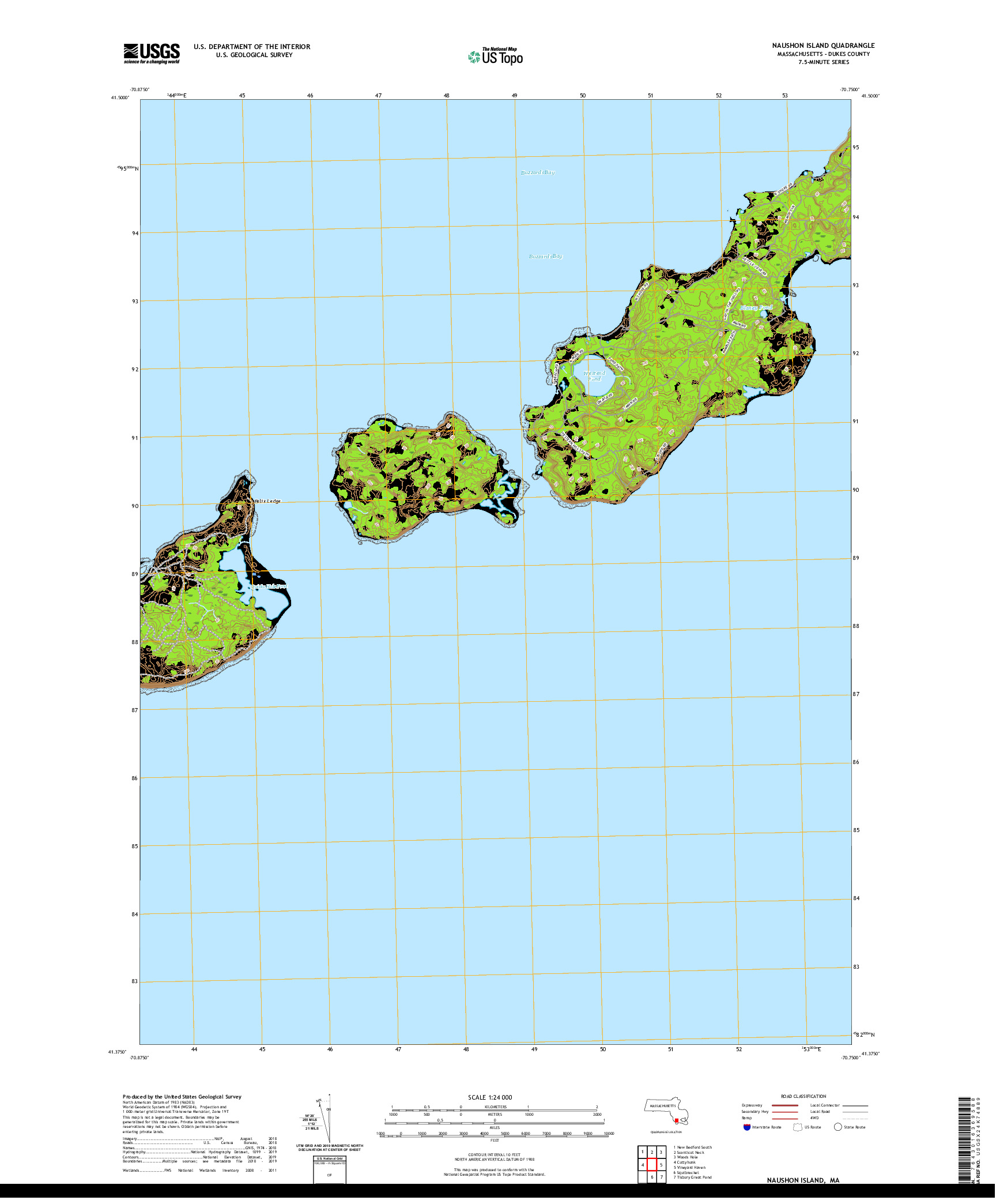 USGS US TOPO 7.5-MINUTE MAP FOR NAUSHON ISLAND, MA 2021