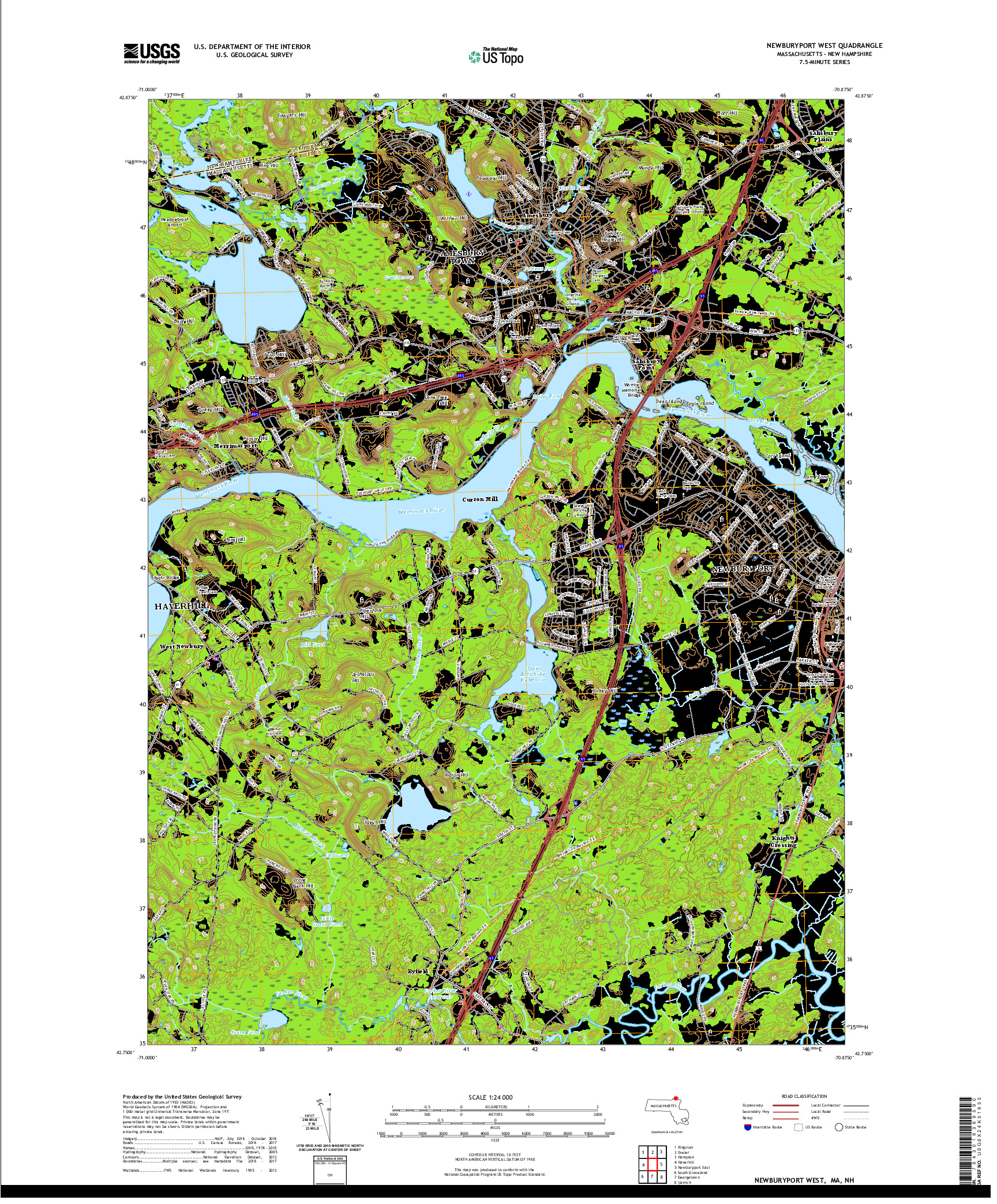 USGS US TOPO 7.5-MINUTE MAP FOR NEWBURYPORT WEST, MA,NH 2021