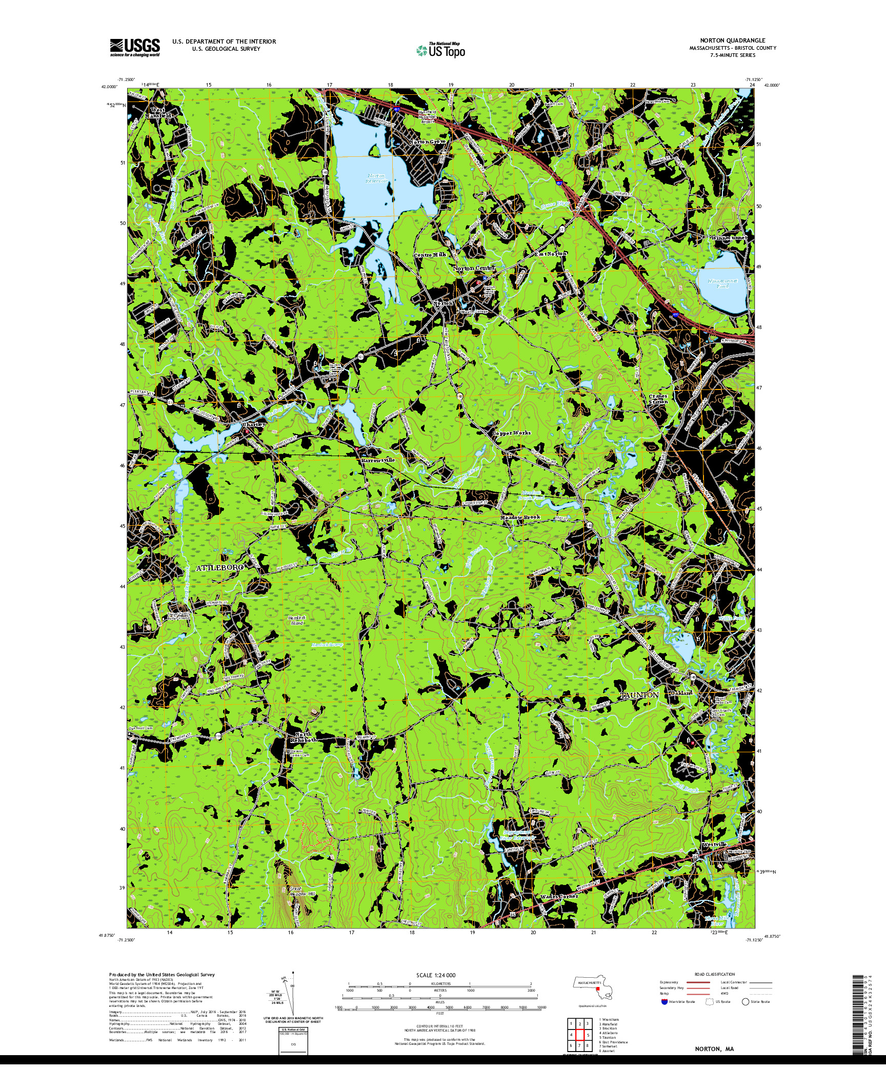 USGS US TOPO 7.5-MINUTE MAP FOR NORTON, MA 2021