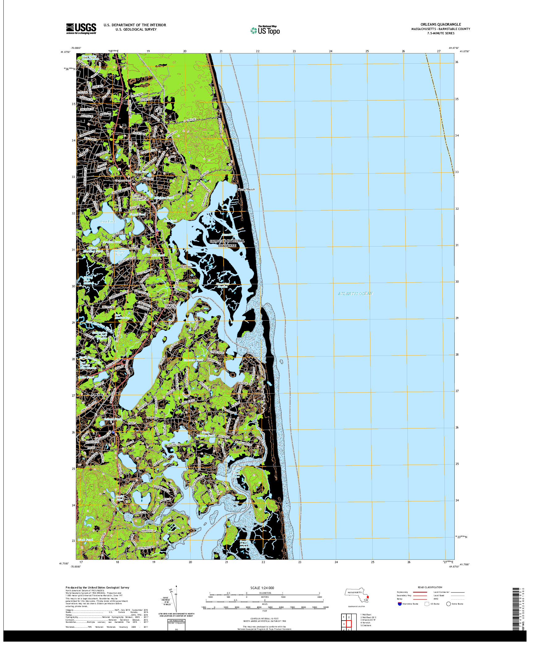 USGS US TOPO 7.5-MINUTE MAP FOR ORLEANS, MA 2021