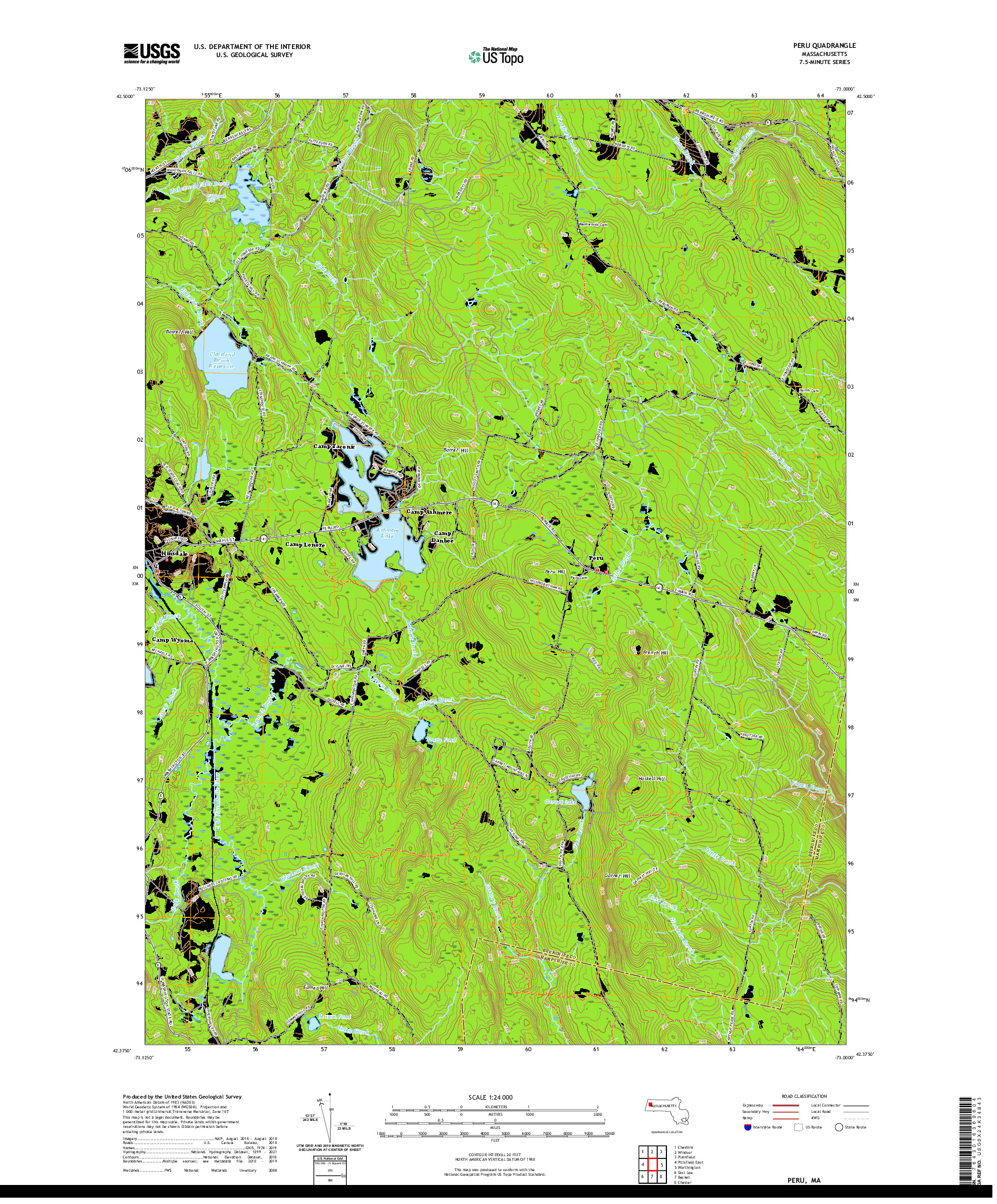 USGS US TOPO 7.5-MINUTE MAP FOR PERU, MA 2021