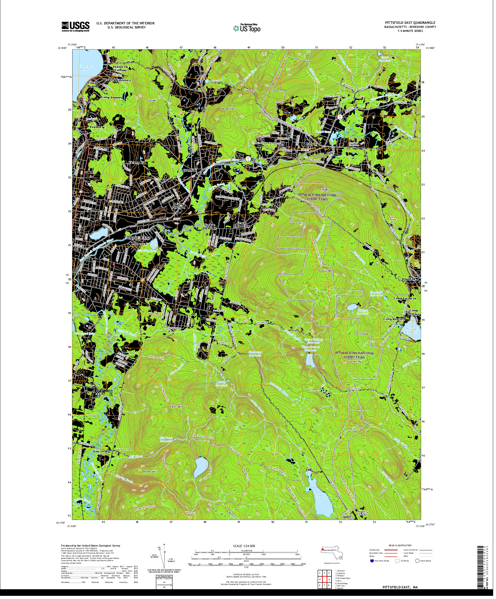 USGS US TOPO 7.5-MINUTE MAP FOR PITTSFIELD EAST, MA 2021
