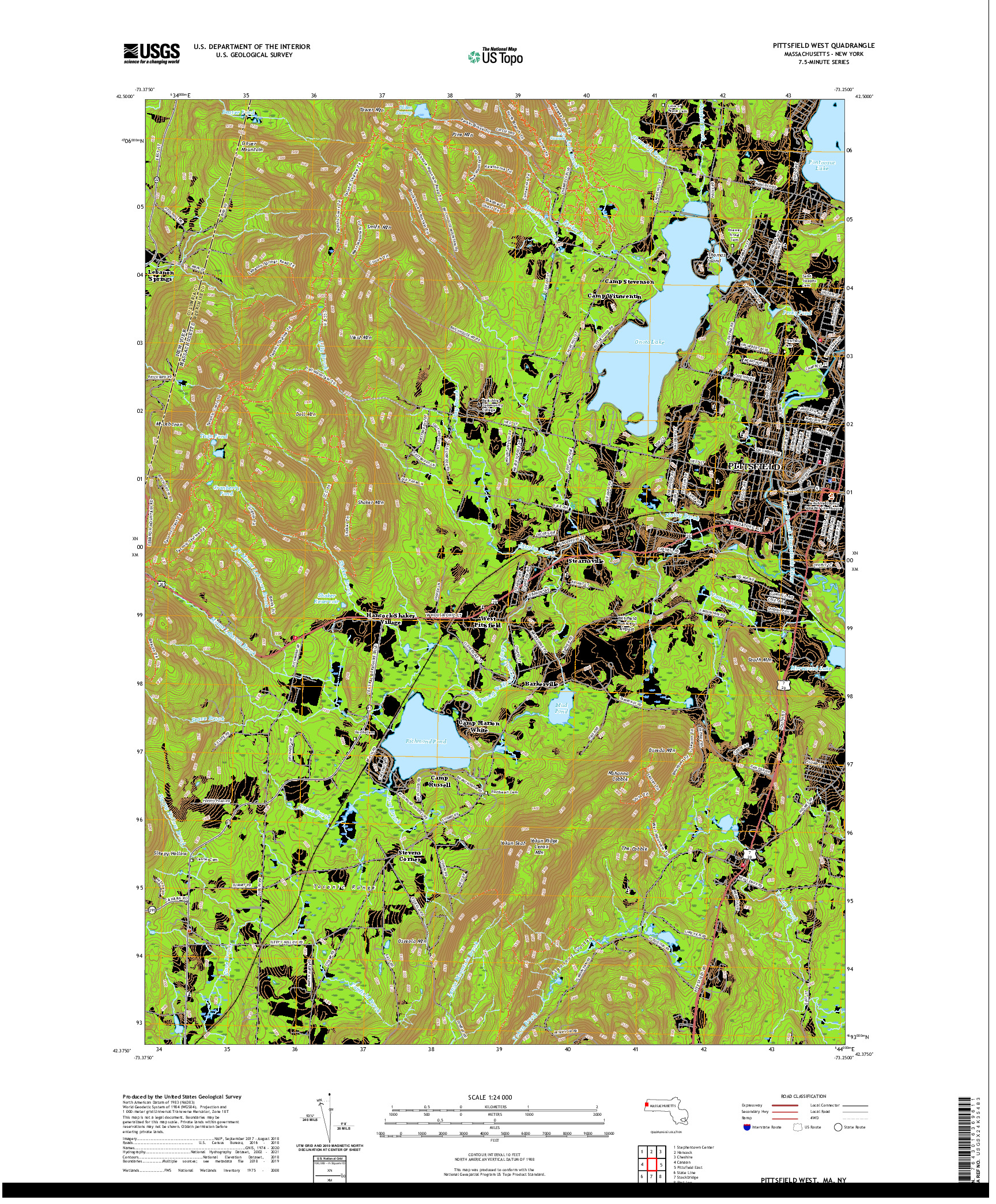 USGS US TOPO 7.5-MINUTE MAP FOR PITTSFIELD WEST, MA,NY 2021