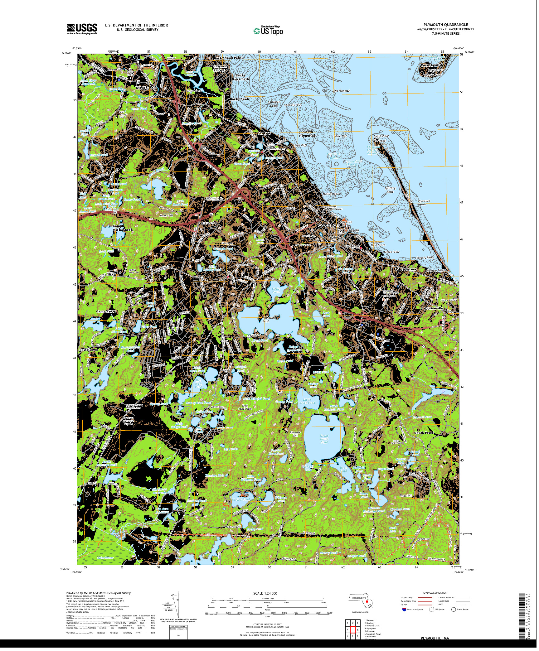 USGS US TOPO 7.5-MINUTE MAP FOR PLYMOUTH, MA 2021