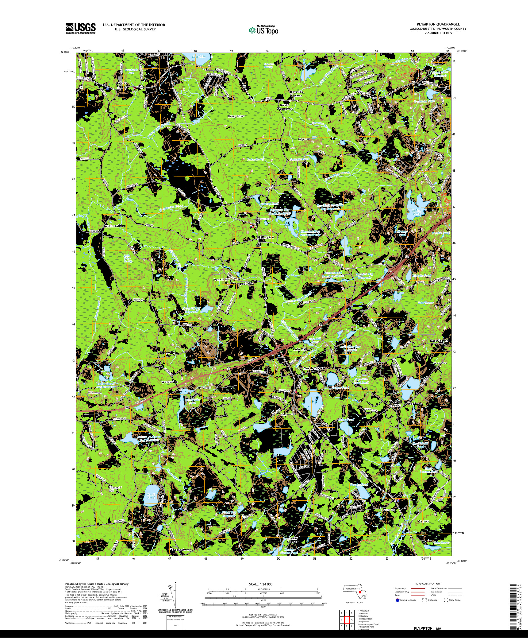USGS US TOPO 7.5-MINUTE MAP FOR PLYMPTON, MA 2021